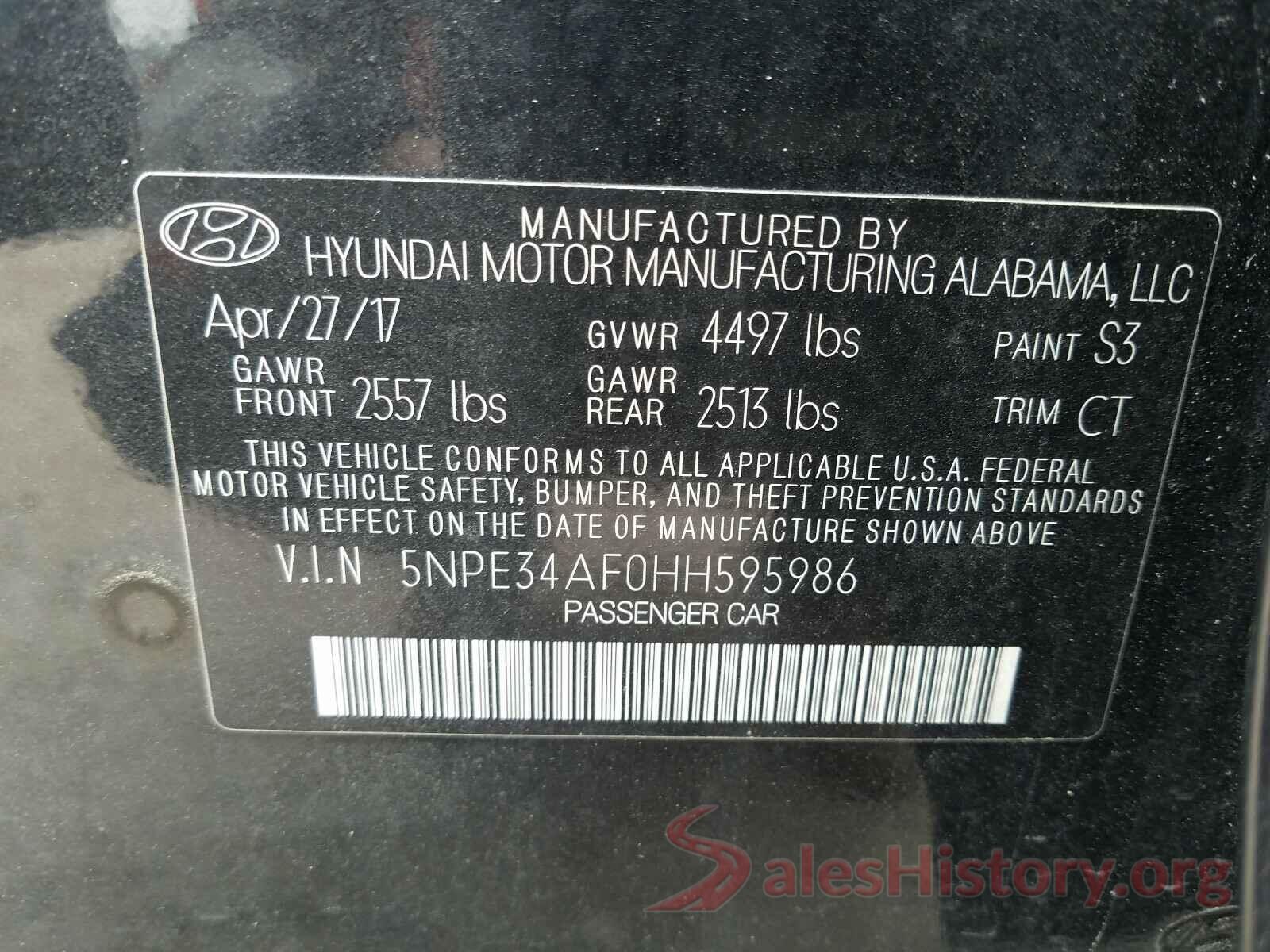 5NPE34AF0HH595986 2017 HYUNDAI SONATA