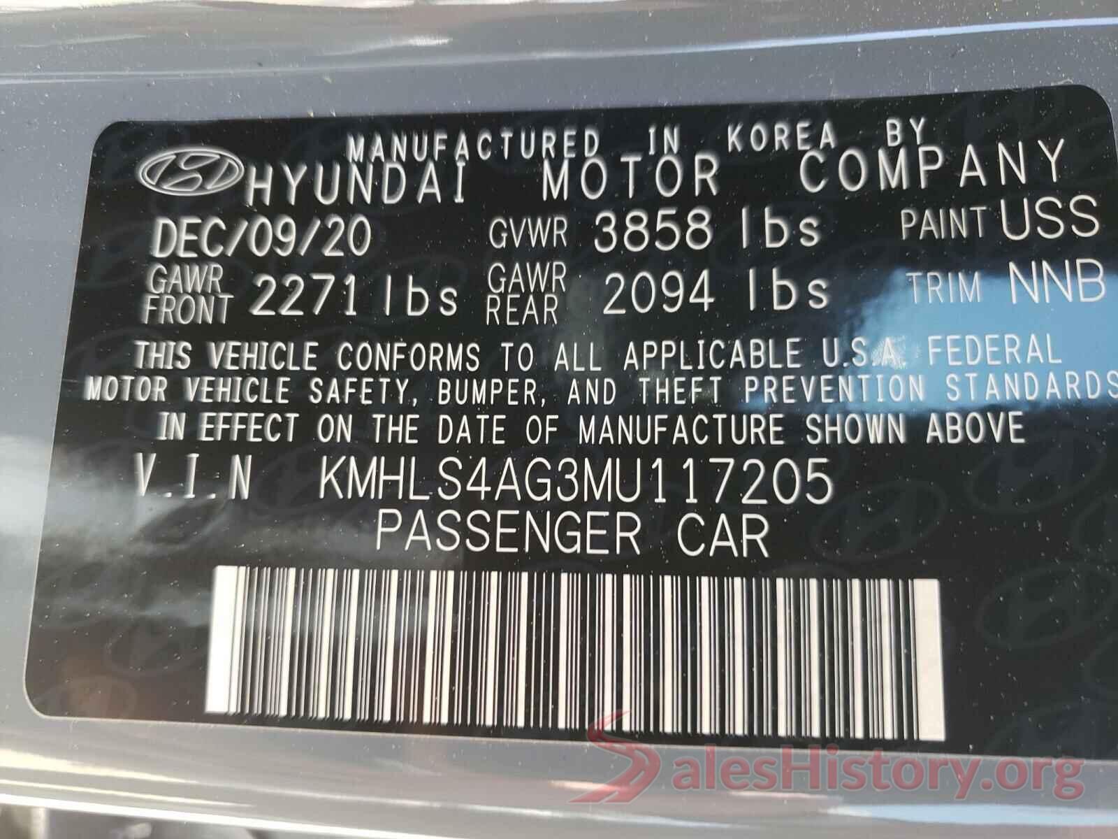 KMHLS4AG3MU117205 2021 HYUNDAI ELANTRA