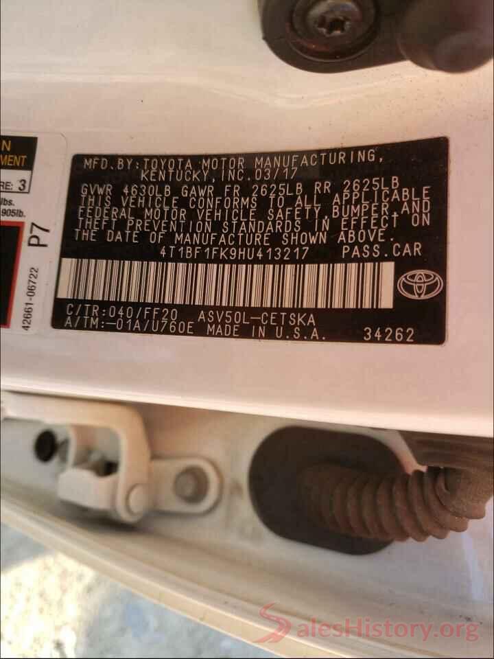 4T1BF1FK9HU413217 2017 TOYOTA CAMRY