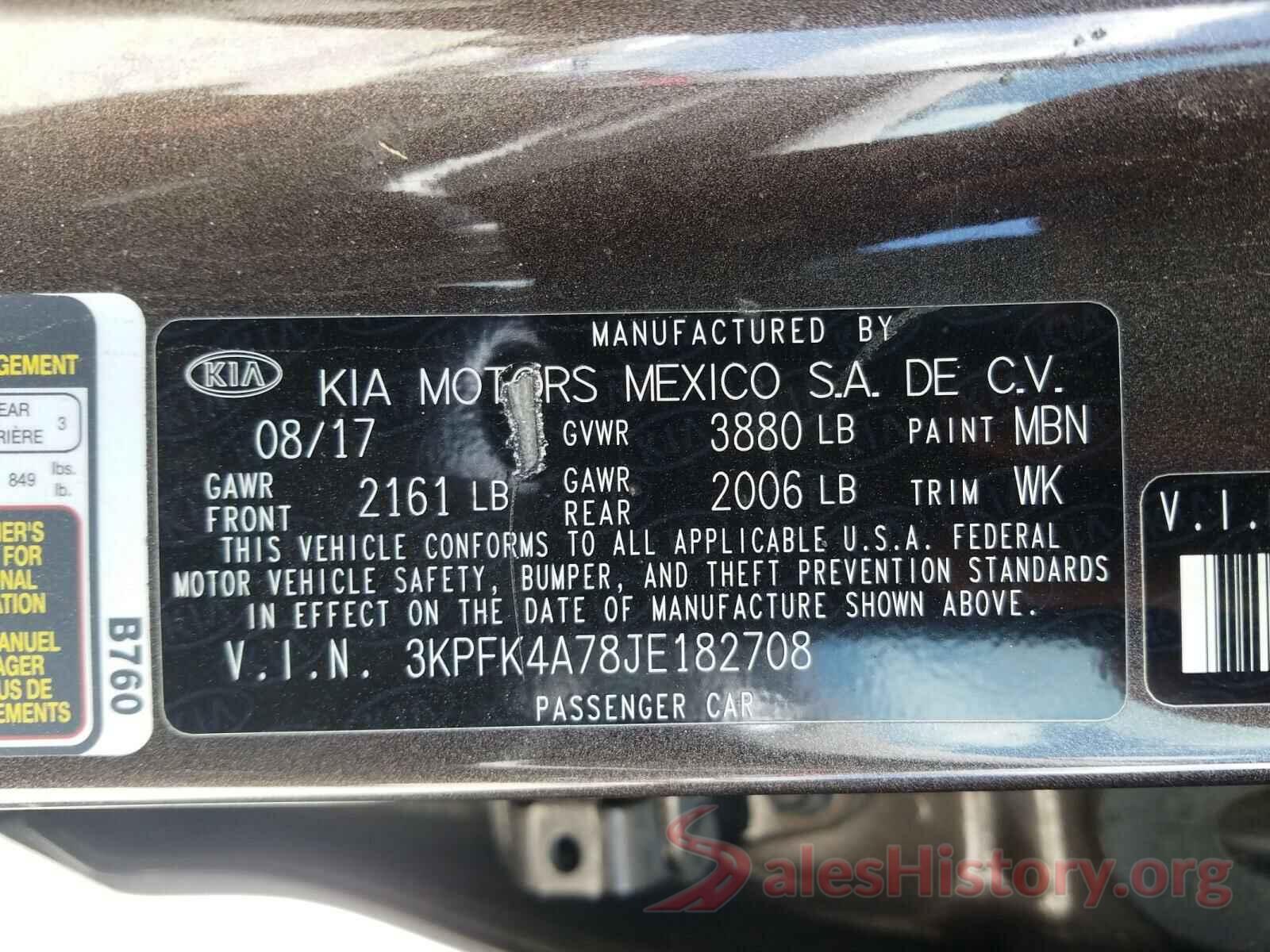 3KPFK4A78JE182708 2018 KIA FORTE