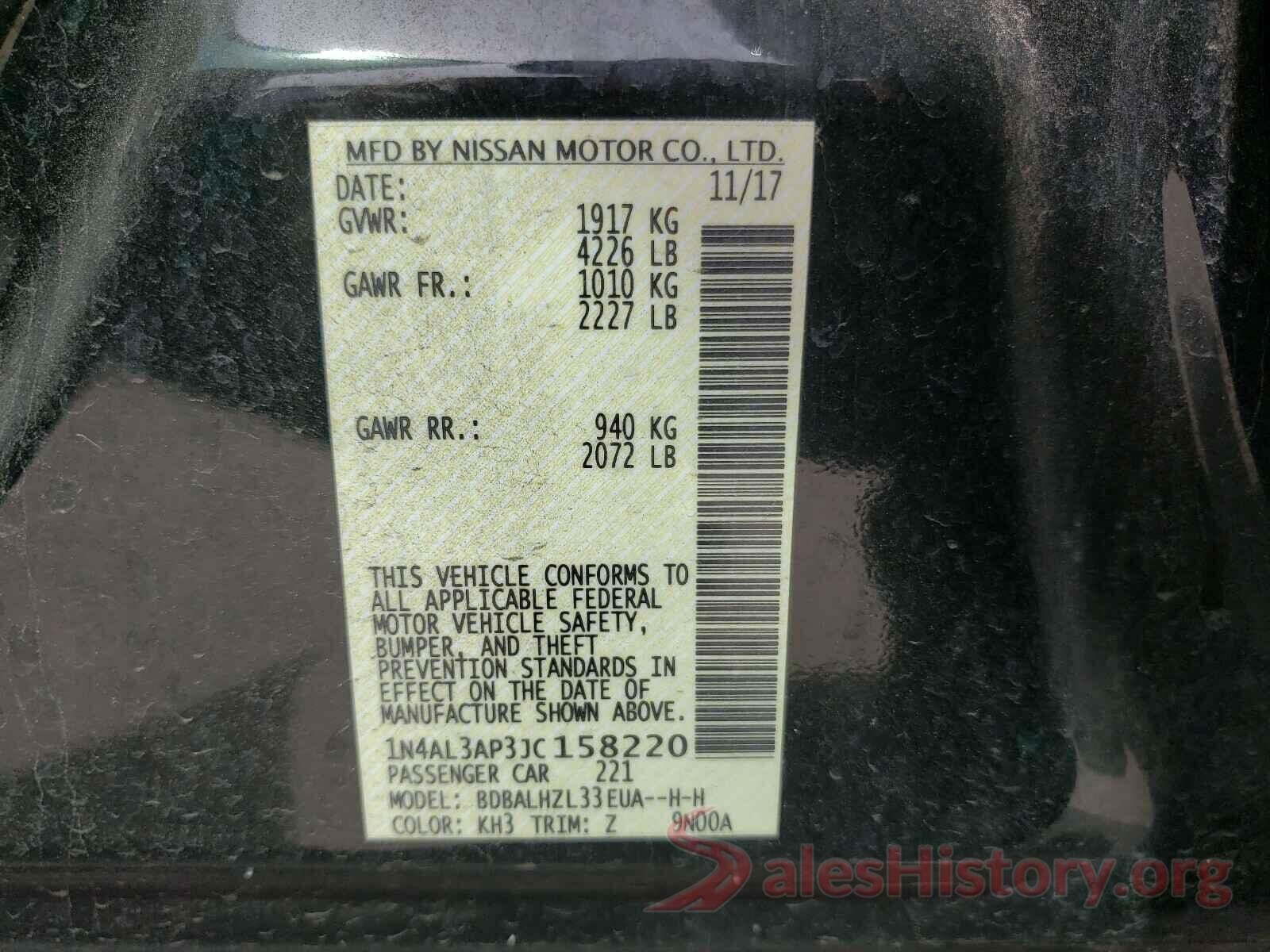 1N4AL3AP3JC158220 2018 NISSAN ALTIMA