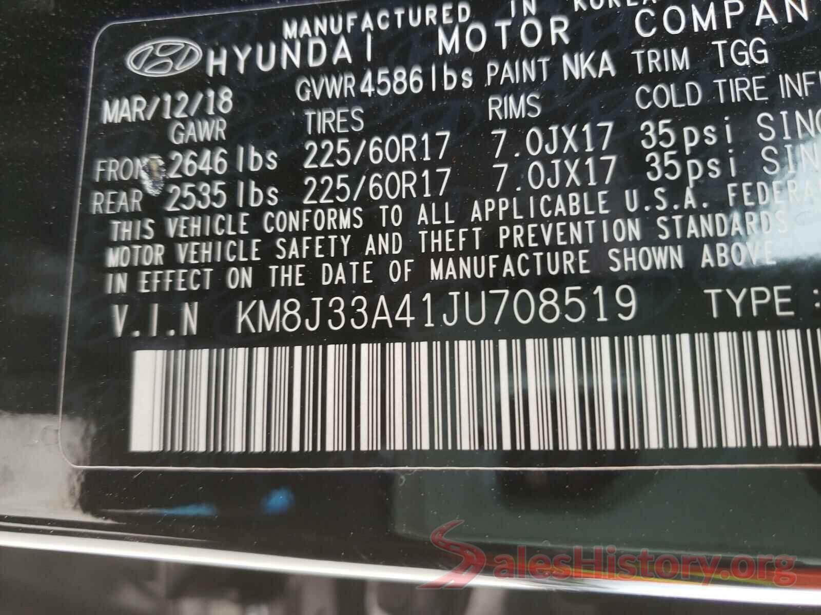 KM8J33A41JU708519 2018 HYUNDAI TUCSON