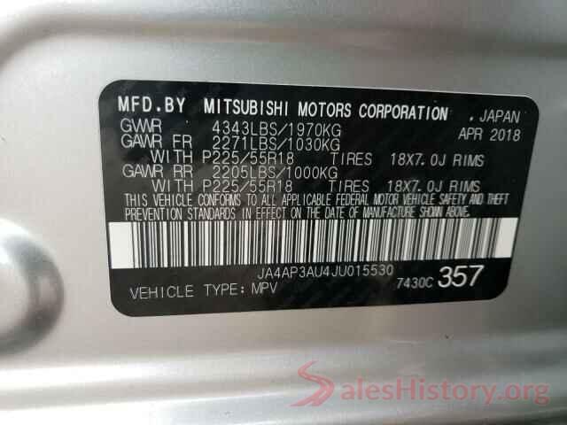 JA4AP3AU4JU015530 2018 MITSUBISHI OUTLANDER