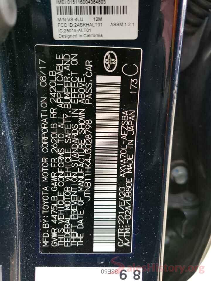 JTNB11HK4J3028798 2018 TOYOTA CAMRY