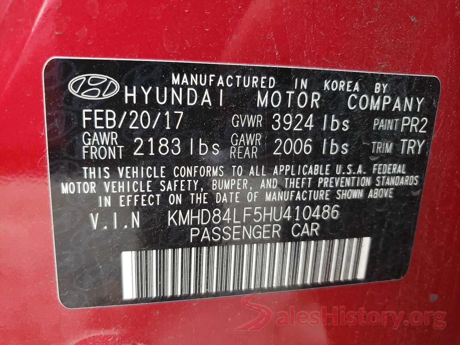 KMHD84LF5HU410486 2017 HYUNDAI ELANTRA