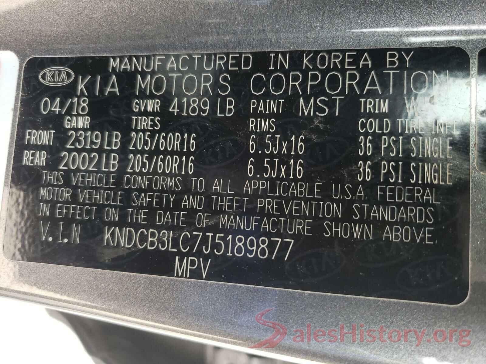 KNDCB3LC7J5189877 2018 KIA NIRO