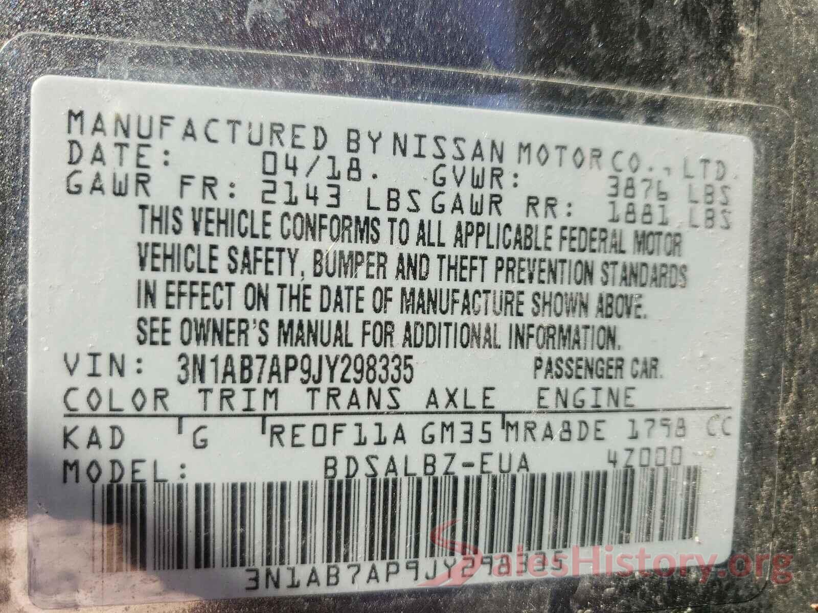 3N1AB7AP9JY298335 2018 NISSAN SENTRA