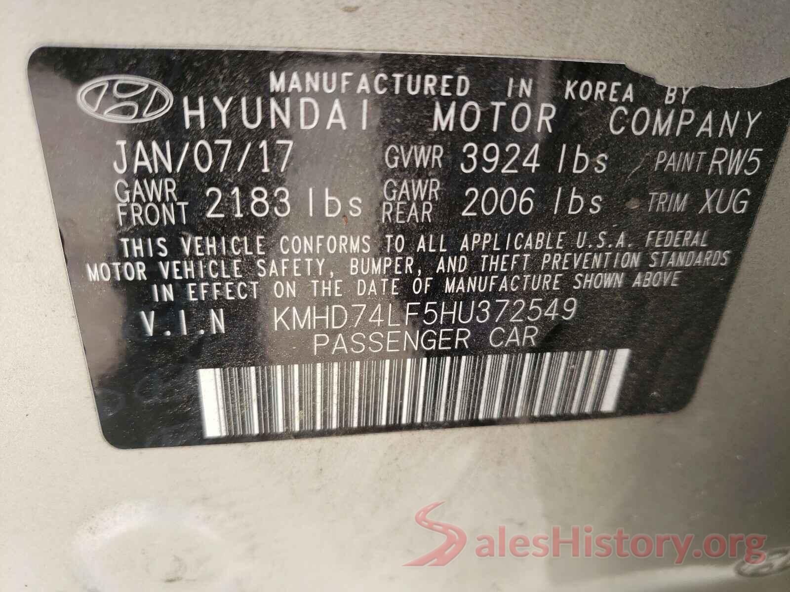 KMHD74LF5HU372549 2017 HYUNDAI ELANTRA