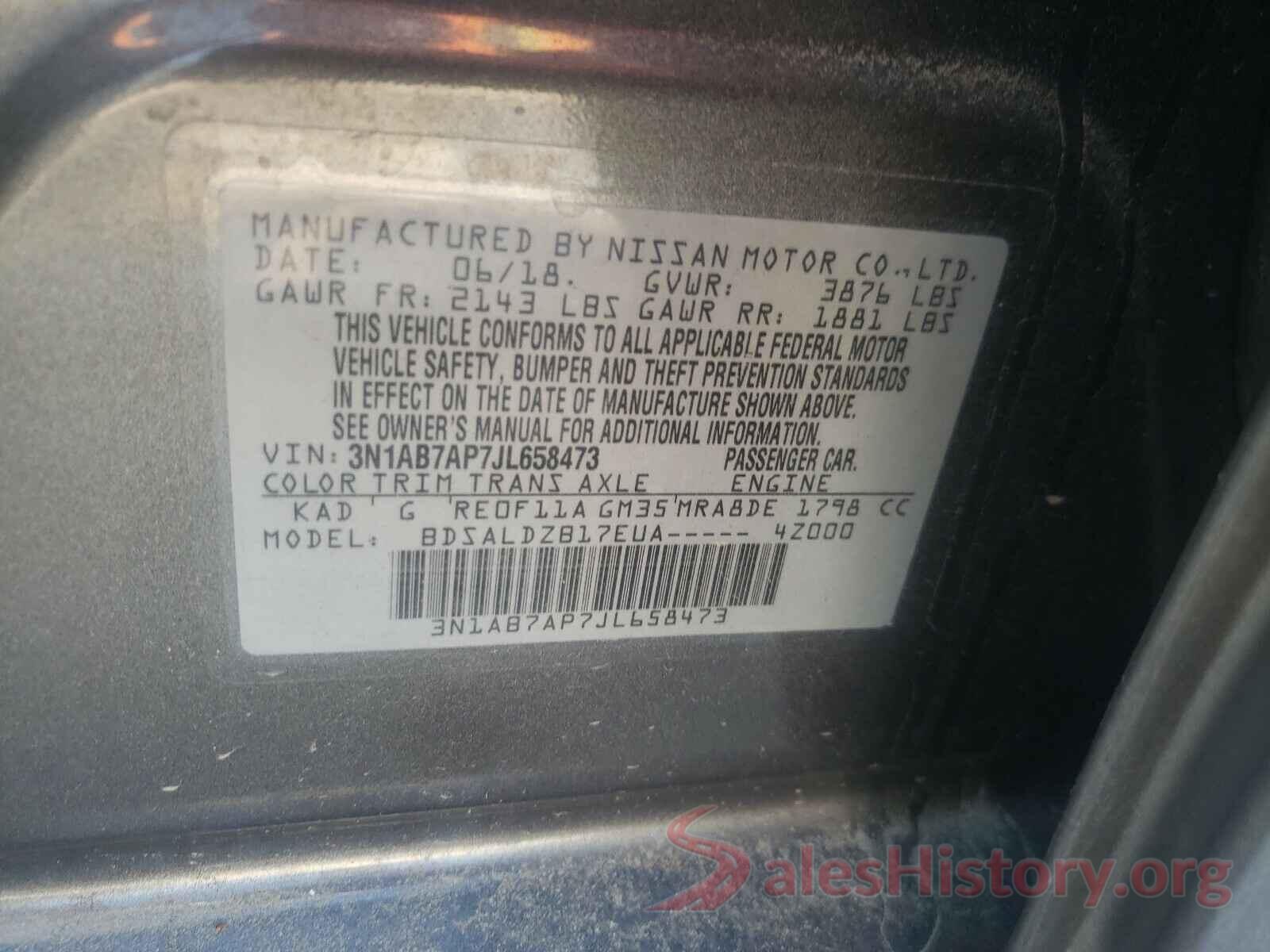 3N1AB7AP7JL658473 2018 NISSAN SENTRA