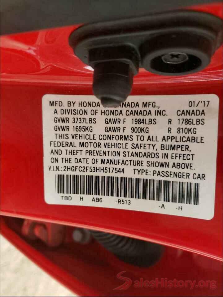 2HGFC2F53HH517544 2017 HONDA CIVIC