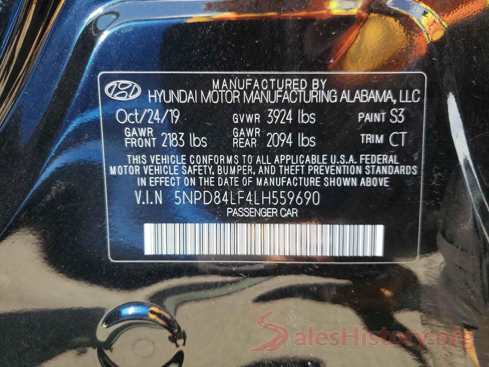 5NPD84LF4LH559690 2020 HYUNDAI ELANTRA