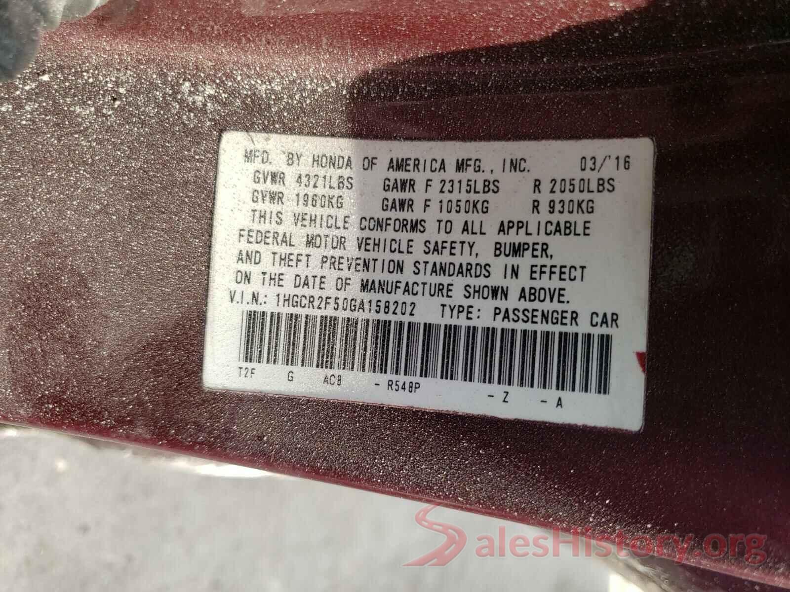 1HGCR2F50GA158202 2016 HONDA ACCORD