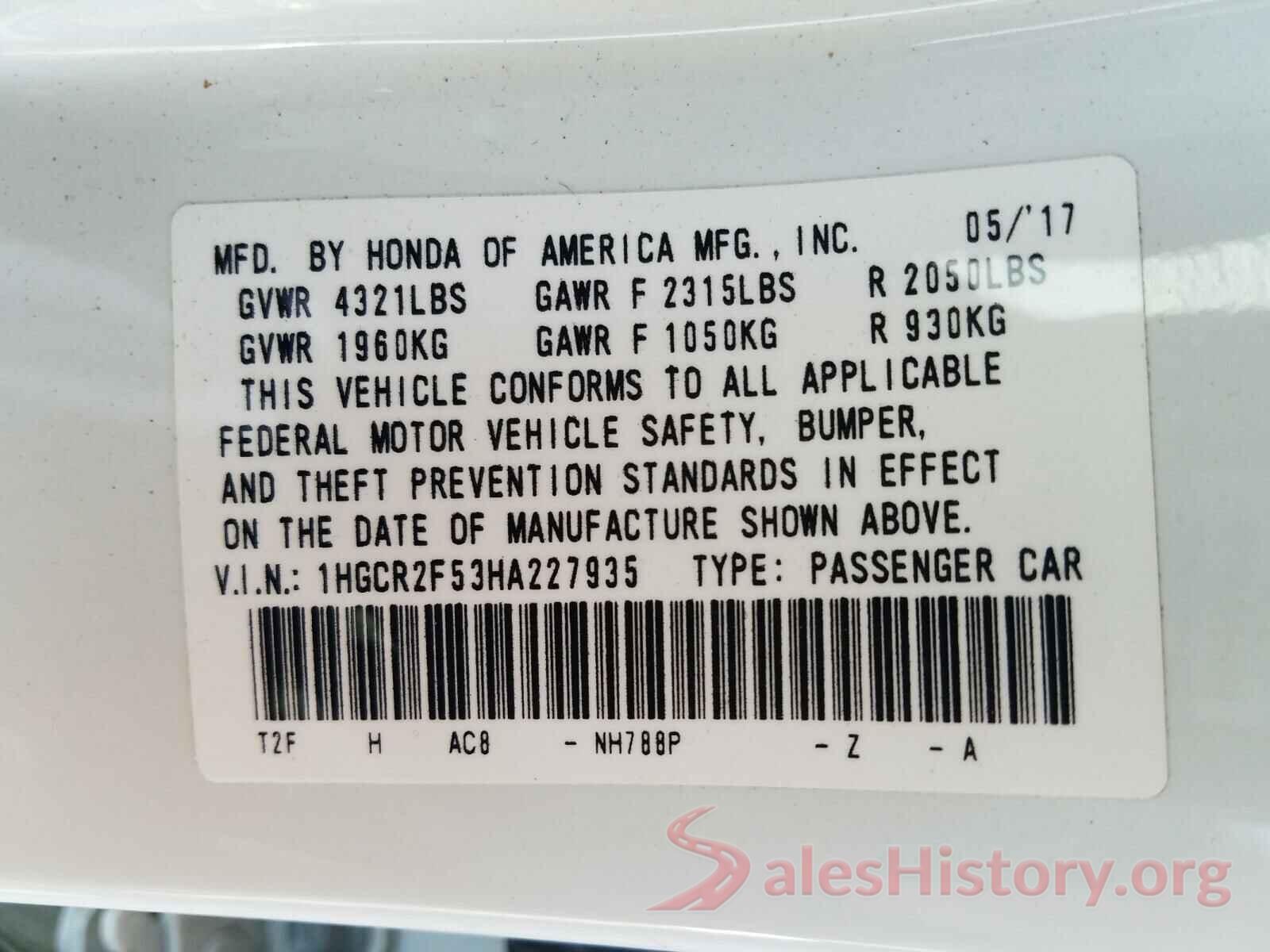 1HGCR2F53HA227935 2017 HONDA ACCORD