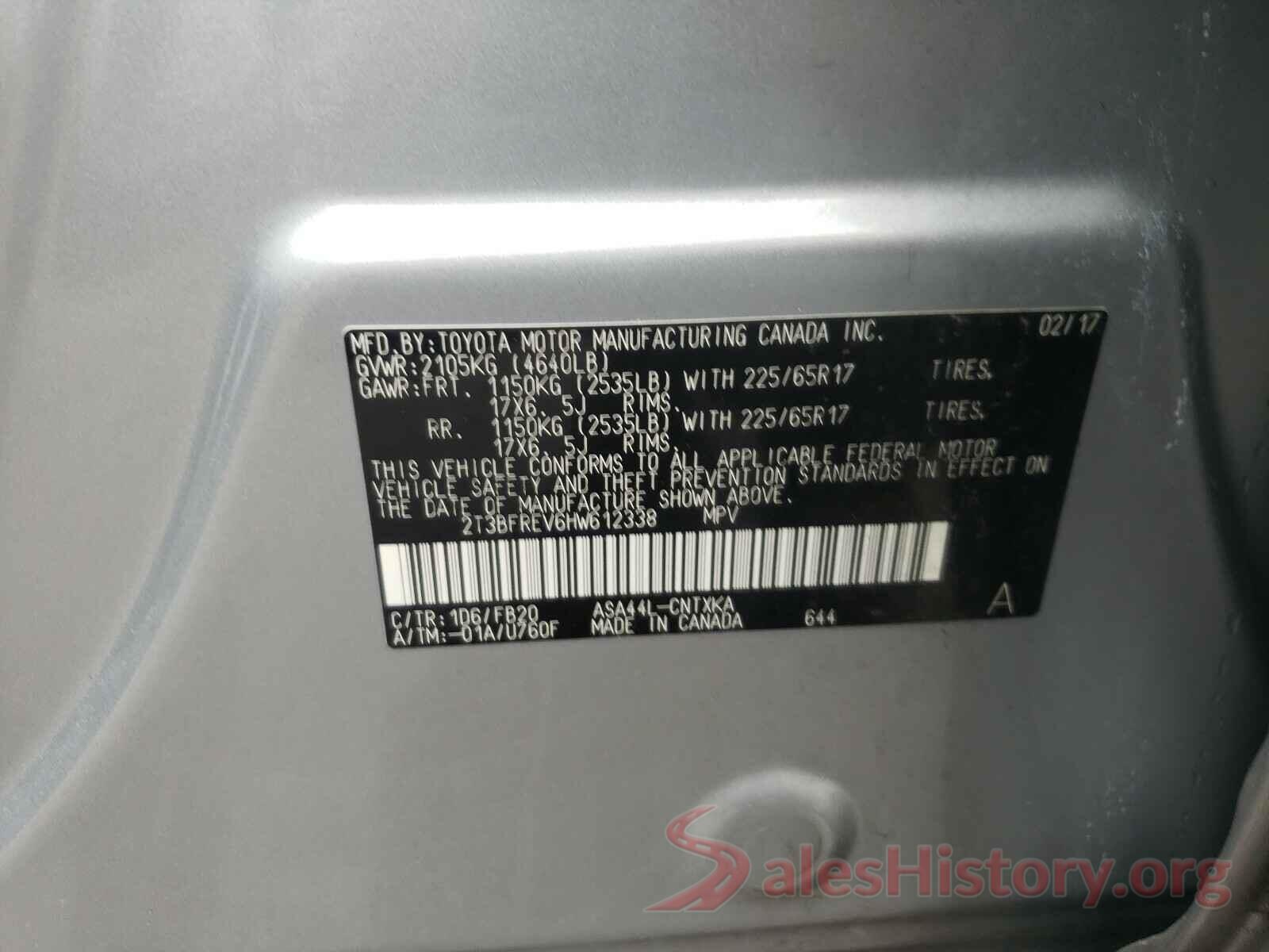 2T3BFREV6HW612338 2017 TOYOTA RAV4