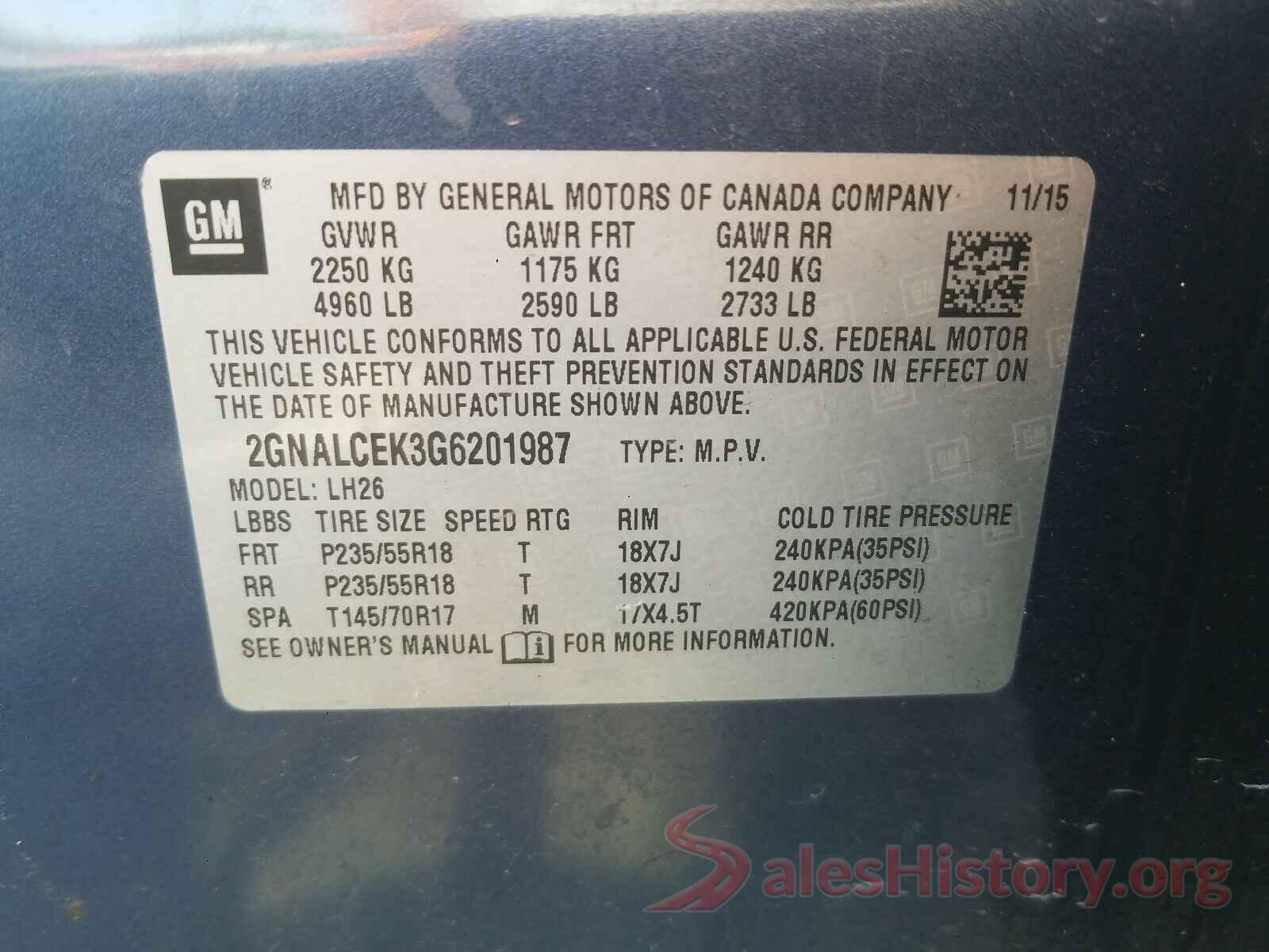 2GNALCEK3G6201987 2016 CHEVROLET EQUINOX