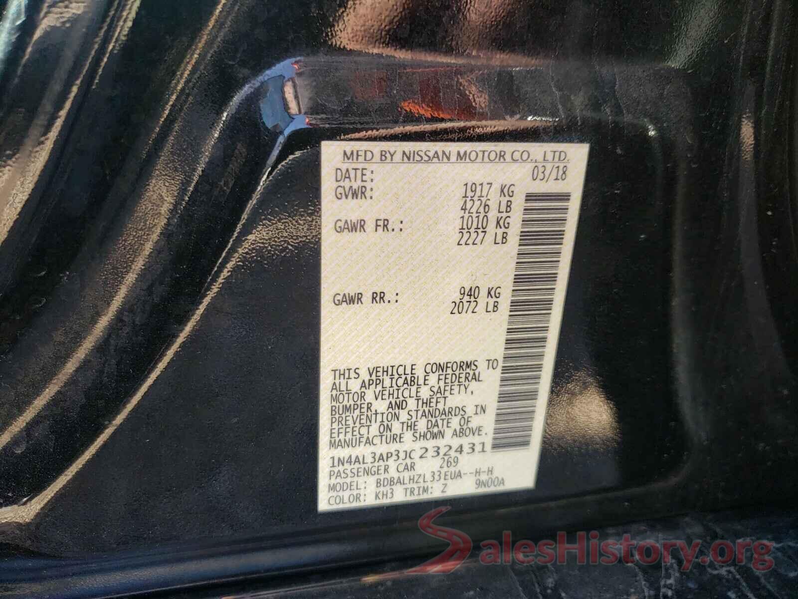 1N4AL3AP3JC232431 2018 NISSAN ALTIMA