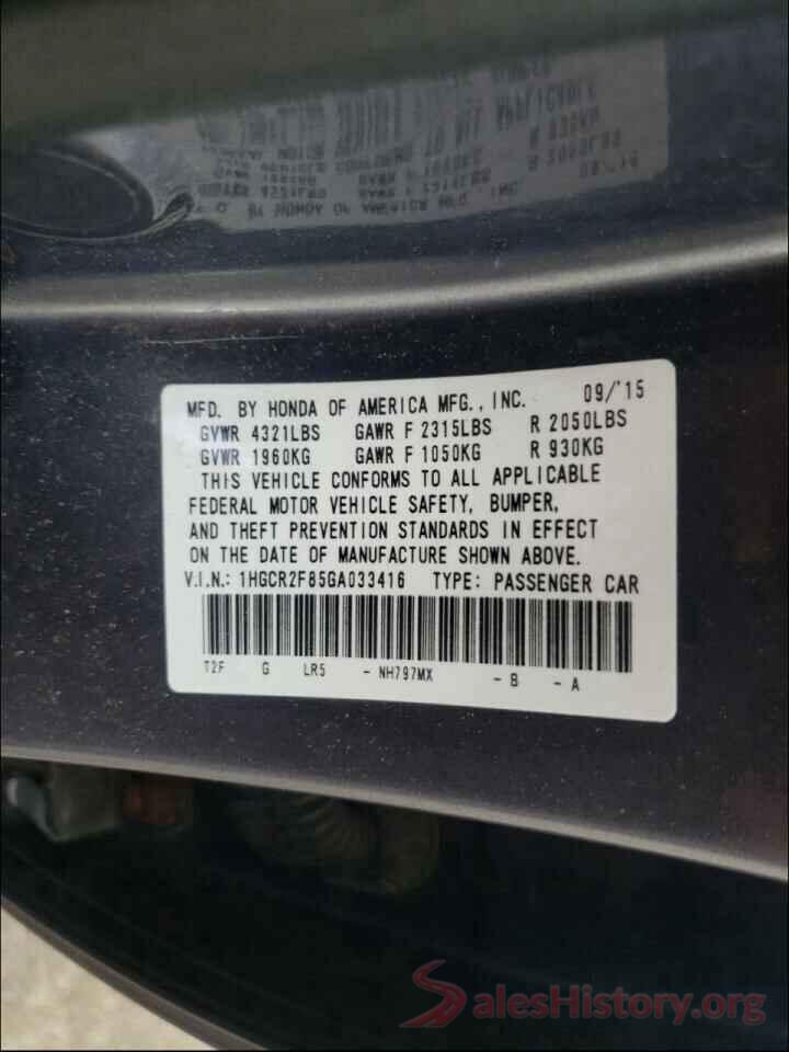 1HGCR2F85GA033416 2016 HONDA ACCORD