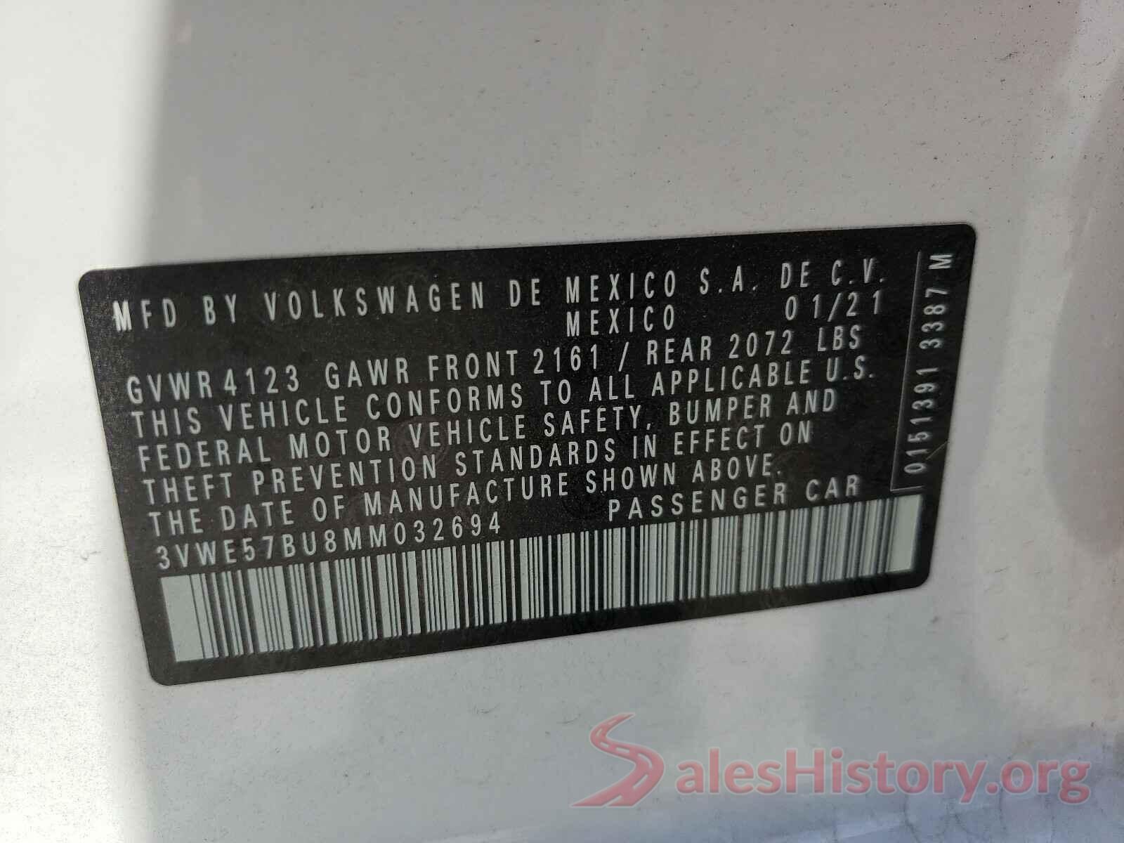 3VWE57BU8MM032694 2021 VOLKSWAGEN JETTA