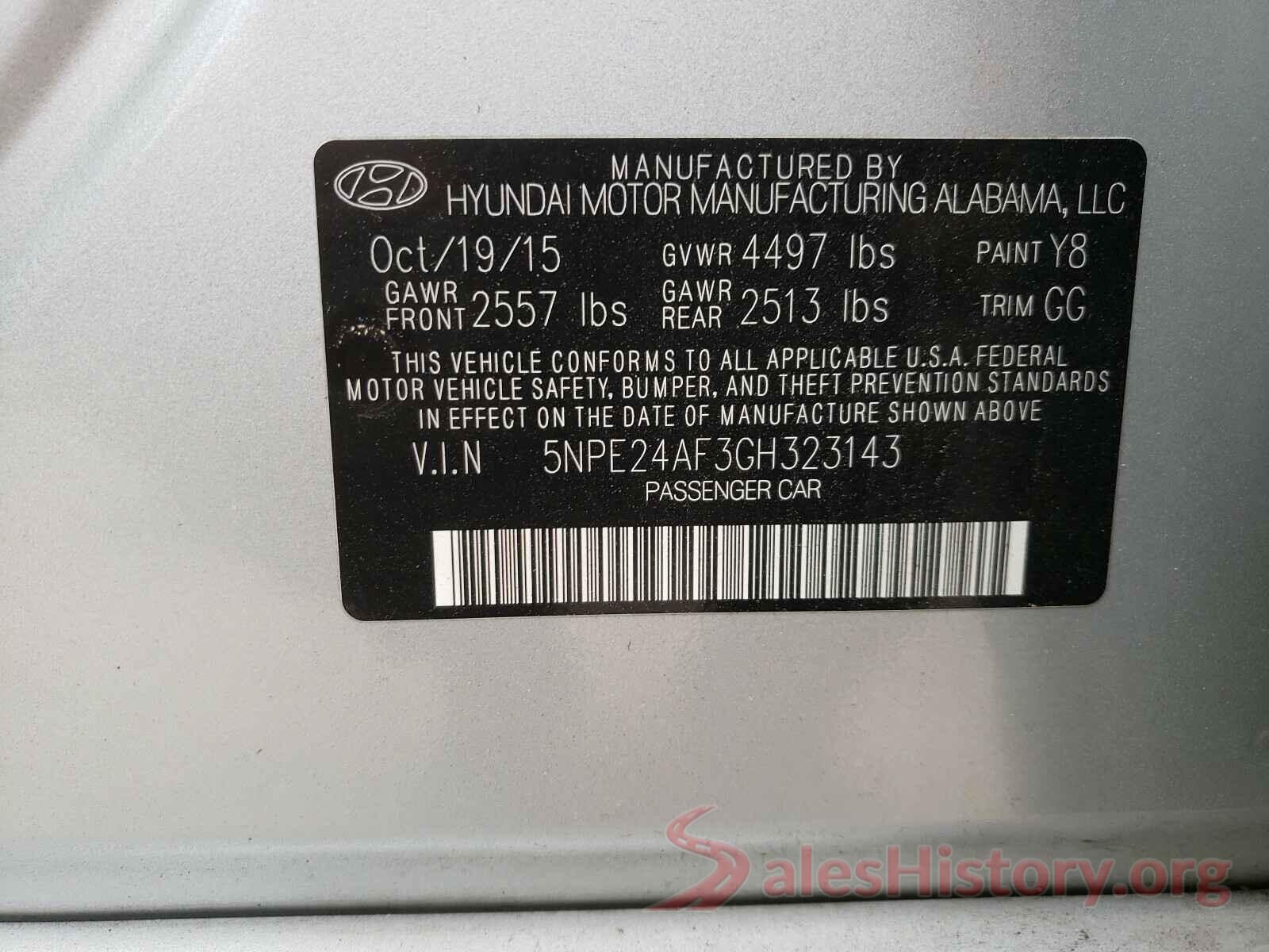 5NPE24AF3GH323143 2016 HYUNDAI SONATA