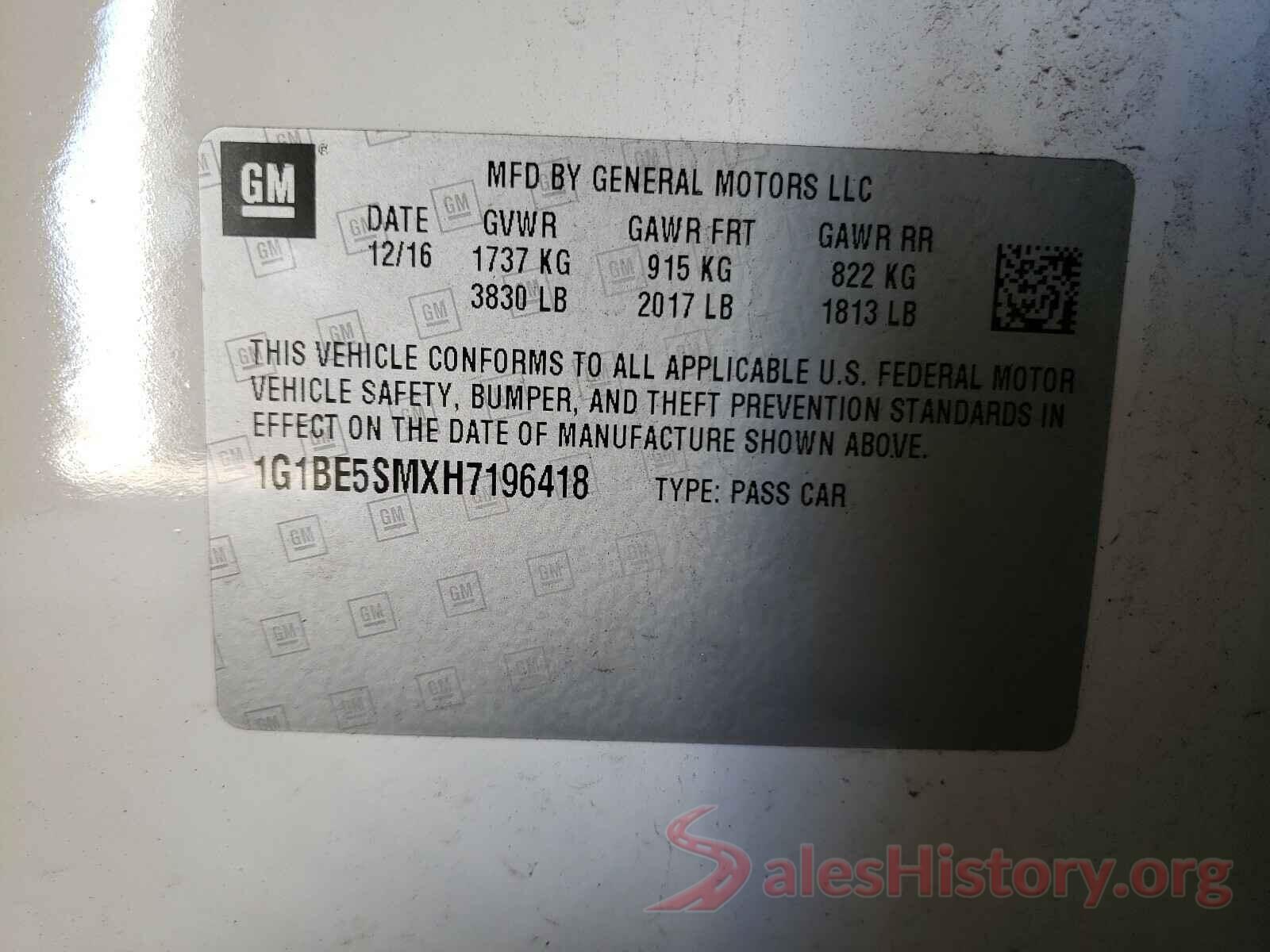 1G1BE5SMXH7196418 2017 CHEVROLET CRUZE