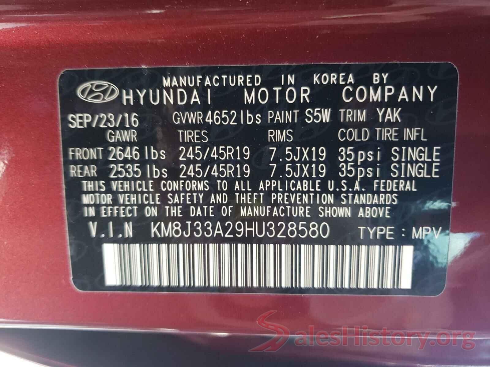 KM8J33A29HU328580 2017 HYUNDAI TUCSON