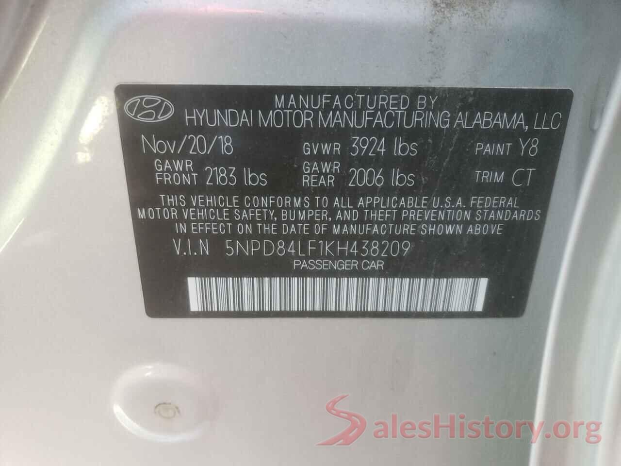 5NPD84LF1KH438209 2019 HYUNDAI ELANTRA