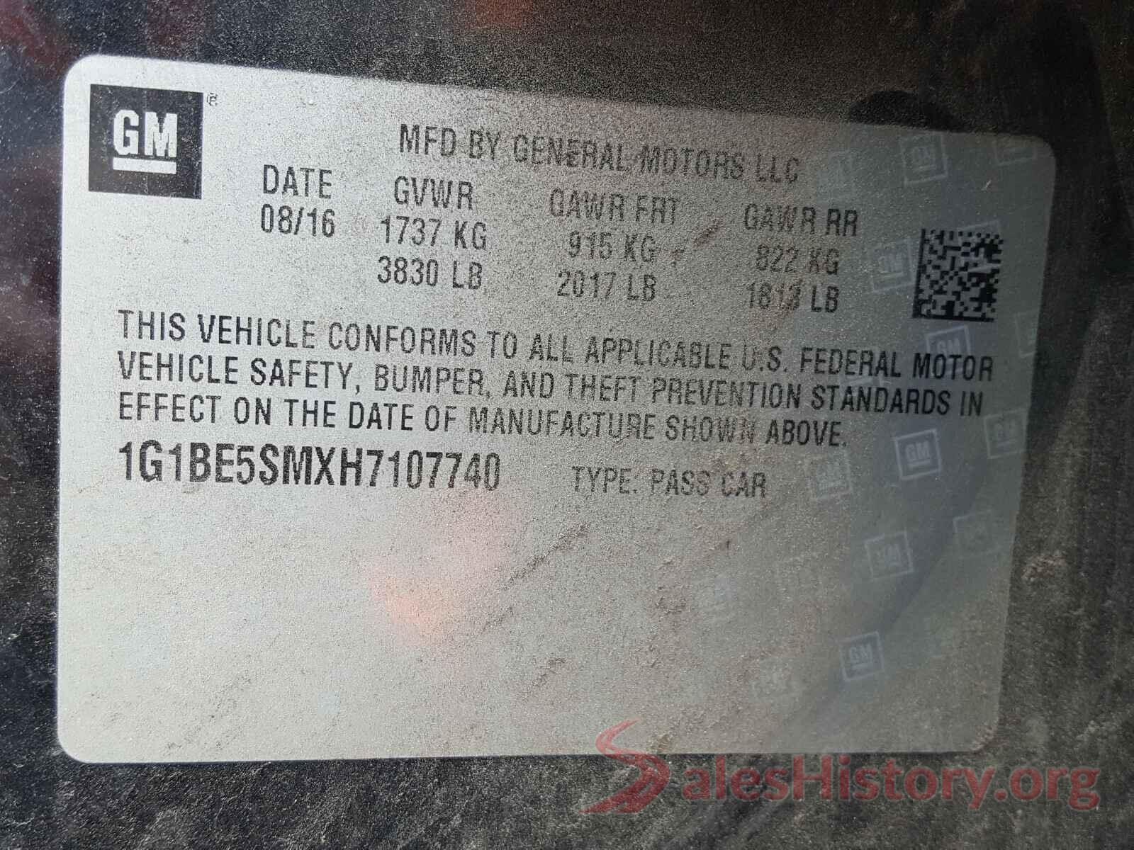 1G1BE5SMXH7107740 2017 CHEVROLET CRUZE