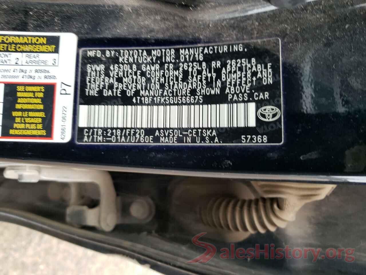 4T1BF1FK5GU566675 2016 TOYOTA CAMRY