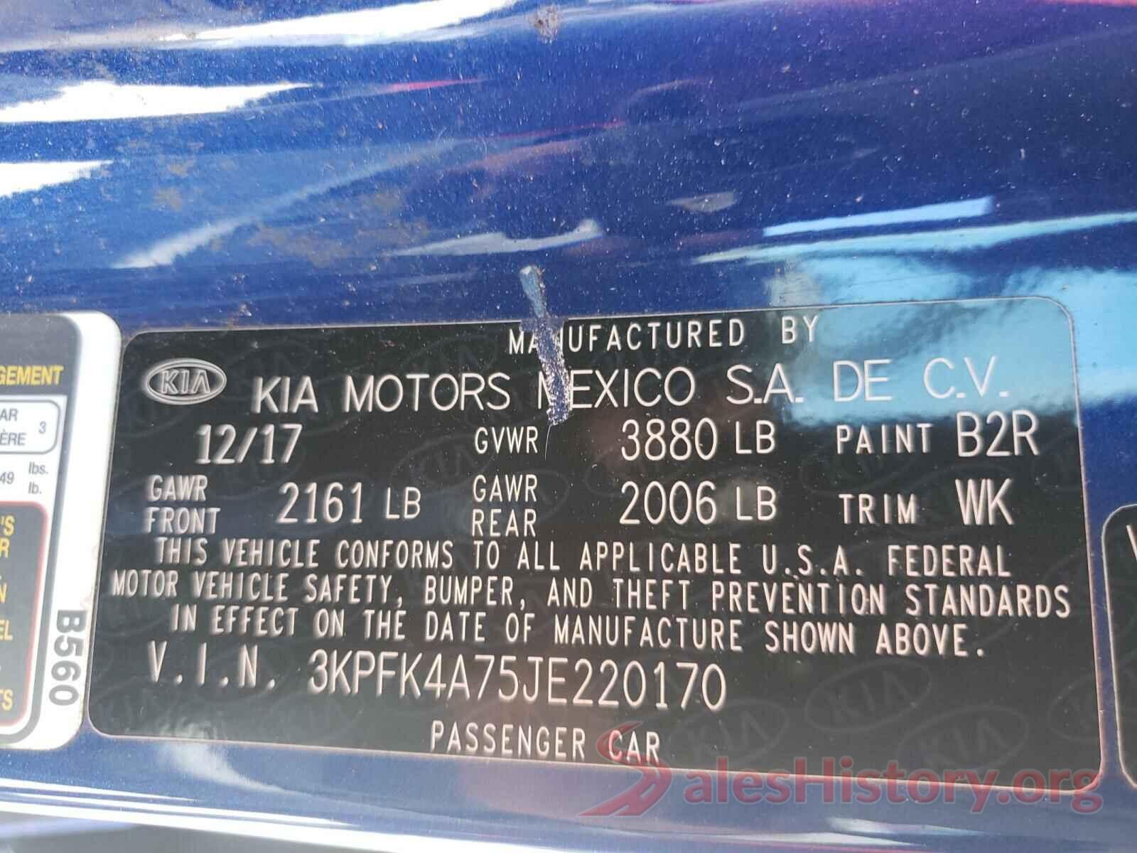 3KPFK4A75JE220170 2018 KIA FORTE