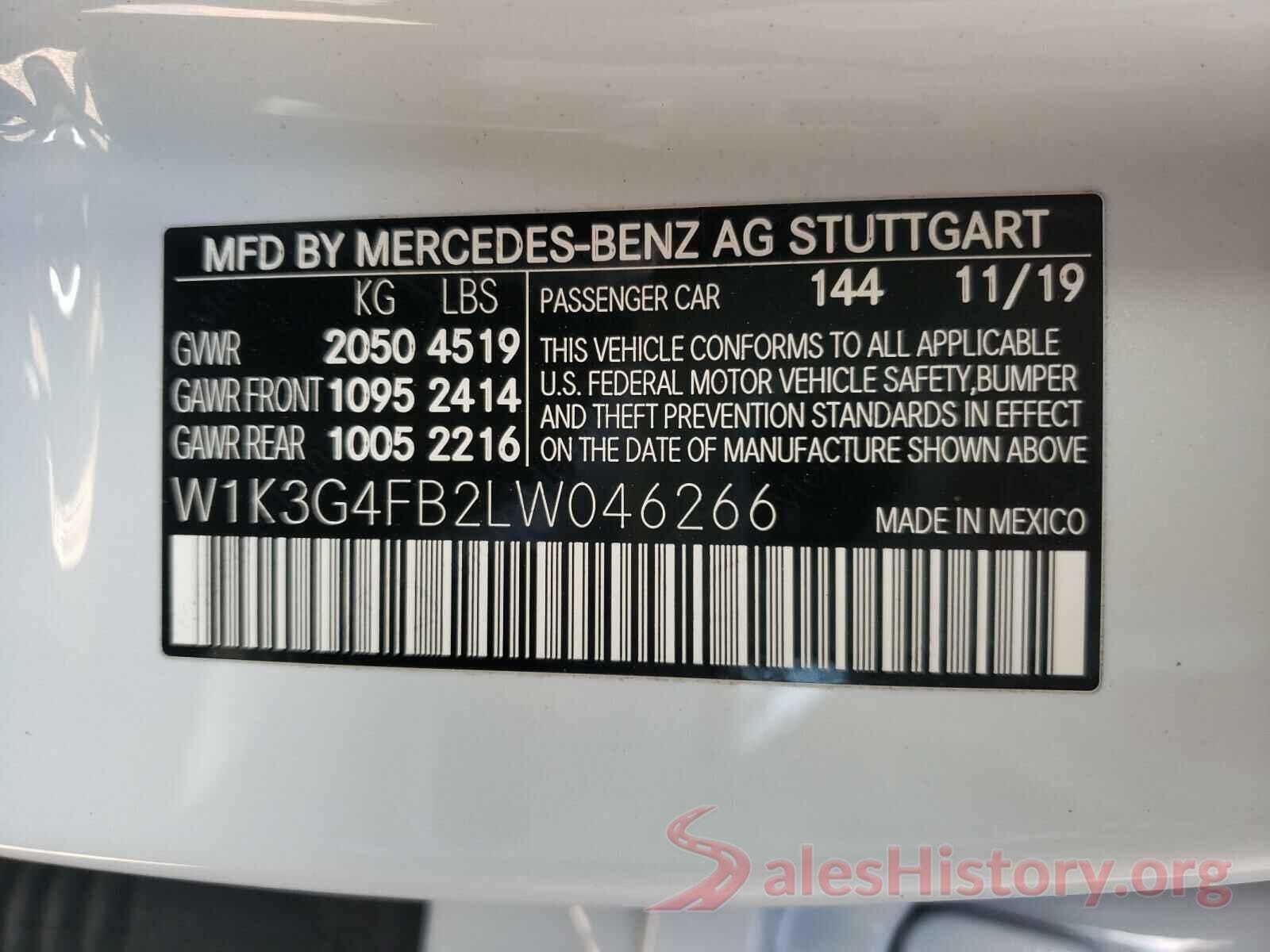 W1K3G4FB2LW046266 2020 MERCEDES-BENZ ALL OTHER