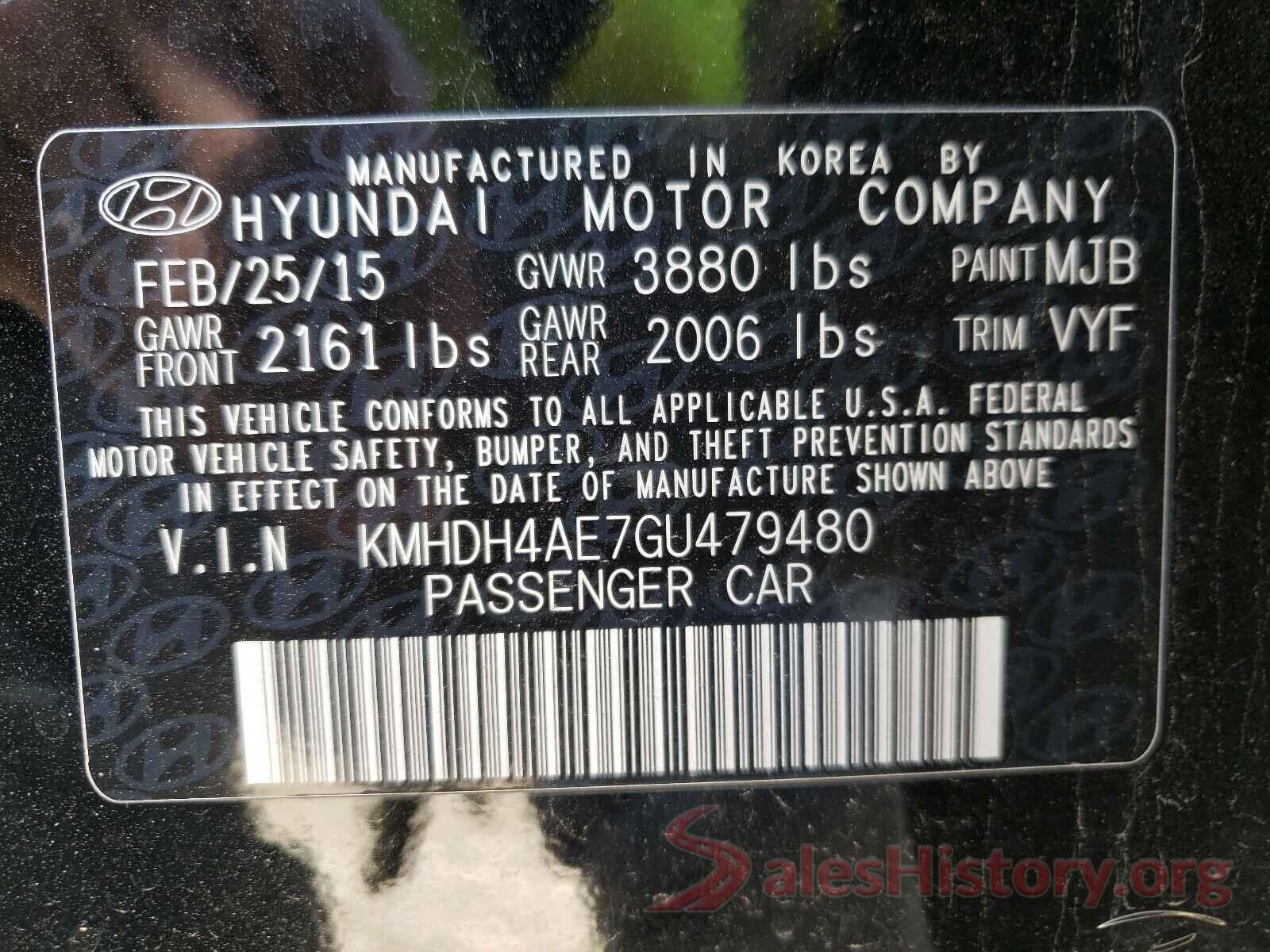 KMHDH4AE7GU479480 2016 HYUNDAI ELANTRA