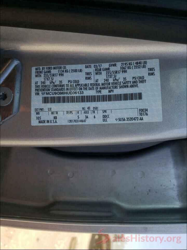 1FMCU9G96HUD36133 2017 FORD ESCAPE