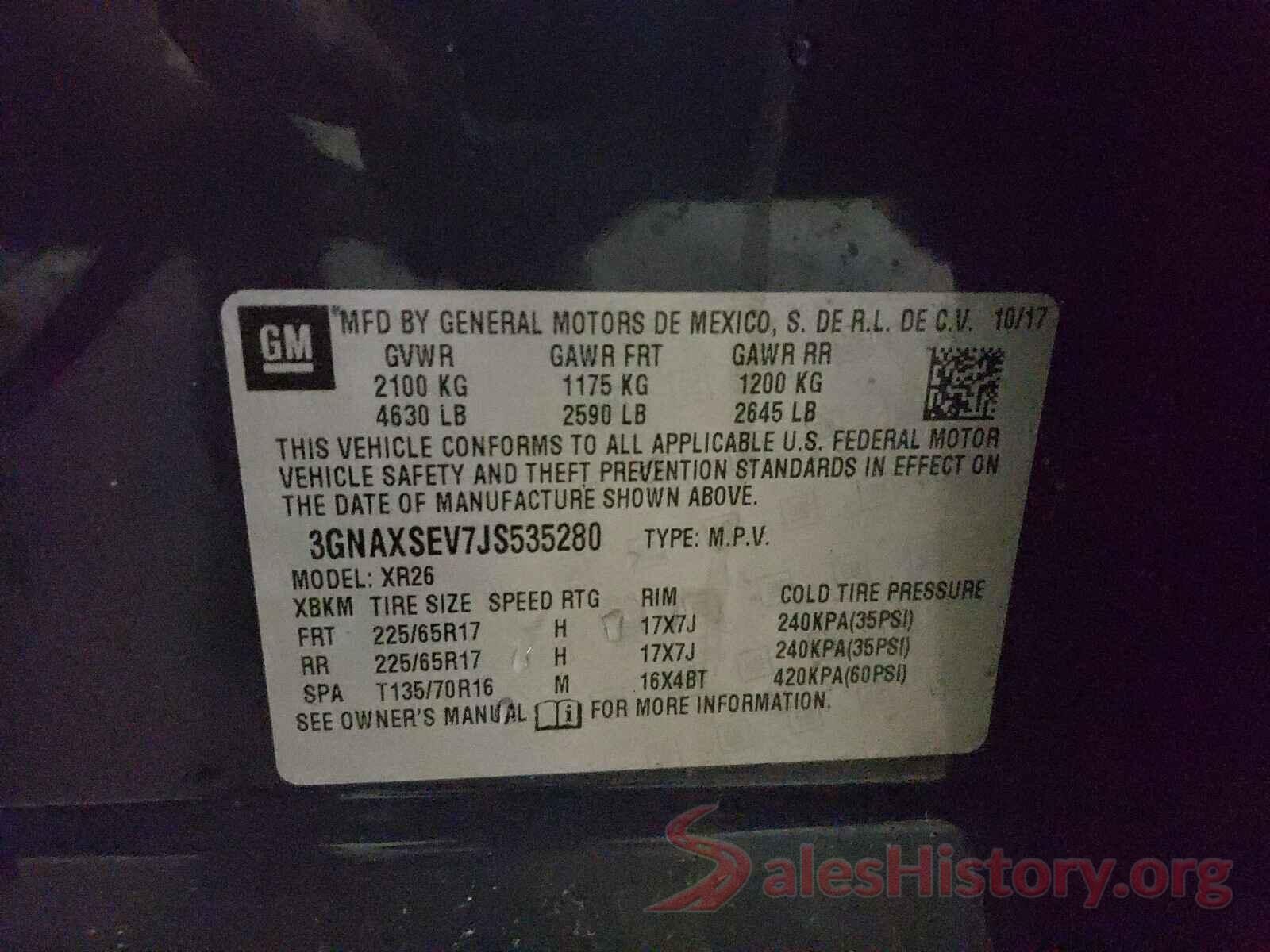 3GNAXSEV7JS535280 2018 CHEVROLET EQUINOX