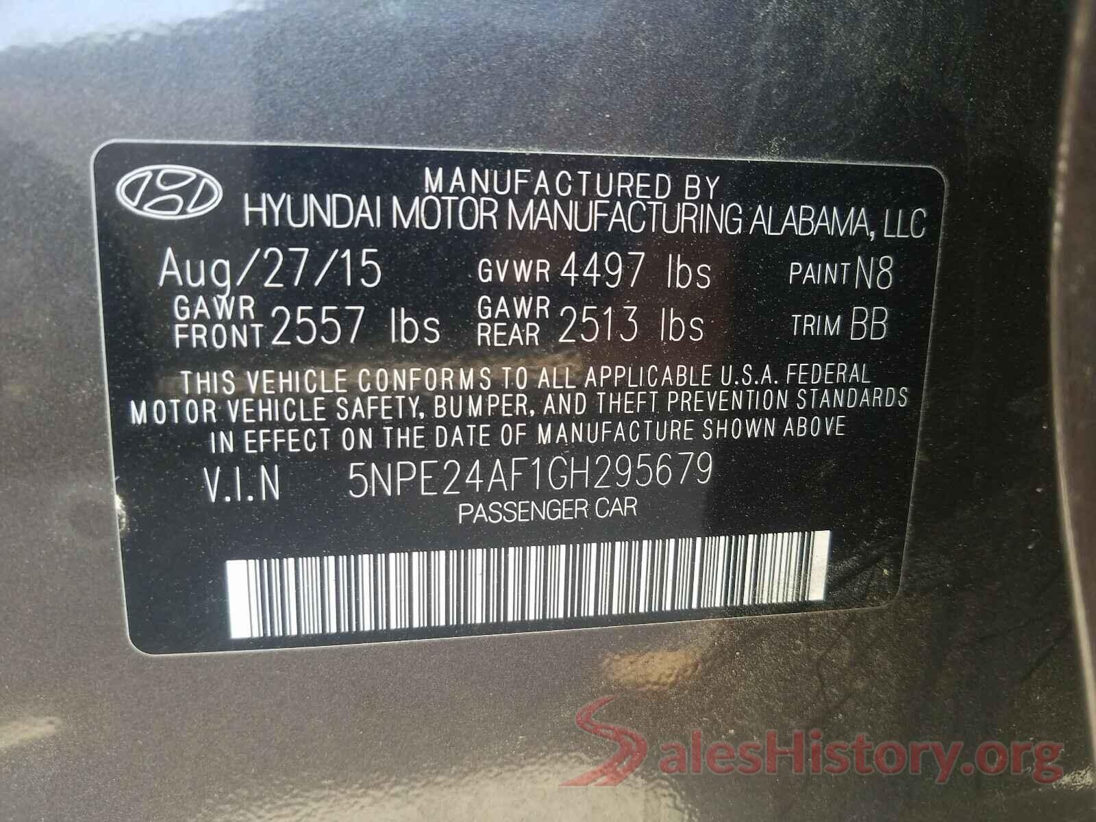 5NPE24AF1GH295679 2016 HYUNDAI SONATA