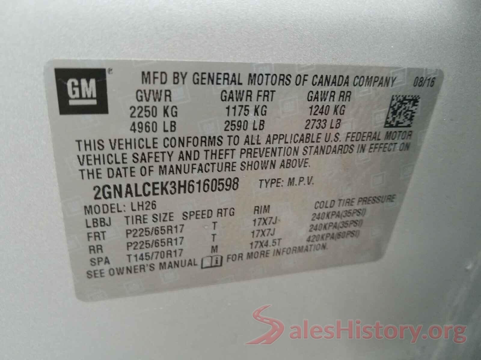 2GNALCEK3H6160598 2017 CHEVROLET EQUINOX