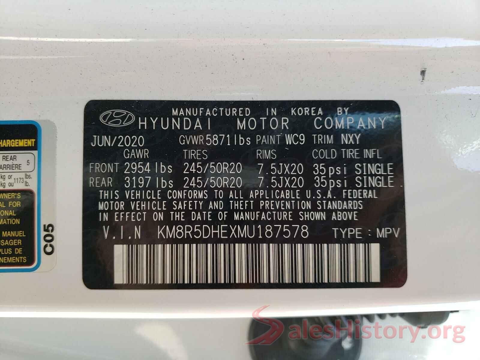 KM8R5DHEXMU187578 2021 HYUNDAI PALISADE