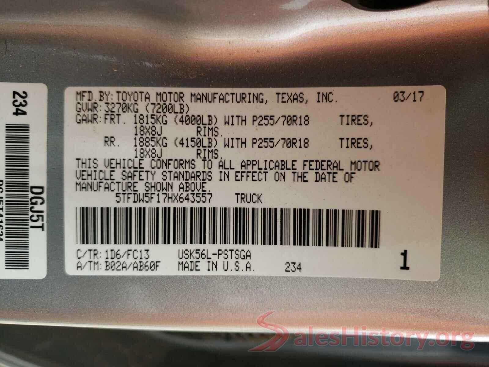 5TFDW5F17HX643557 2017 TOYOTA TUNDRA