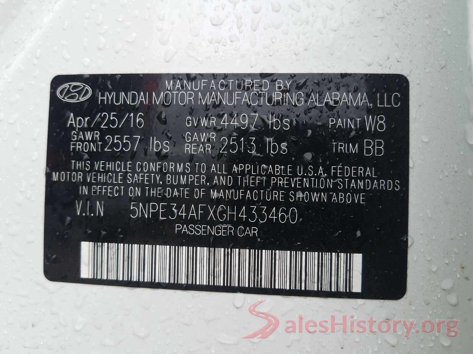 5NPE34AFXGH433460 2016 HYUNDAI SONATA