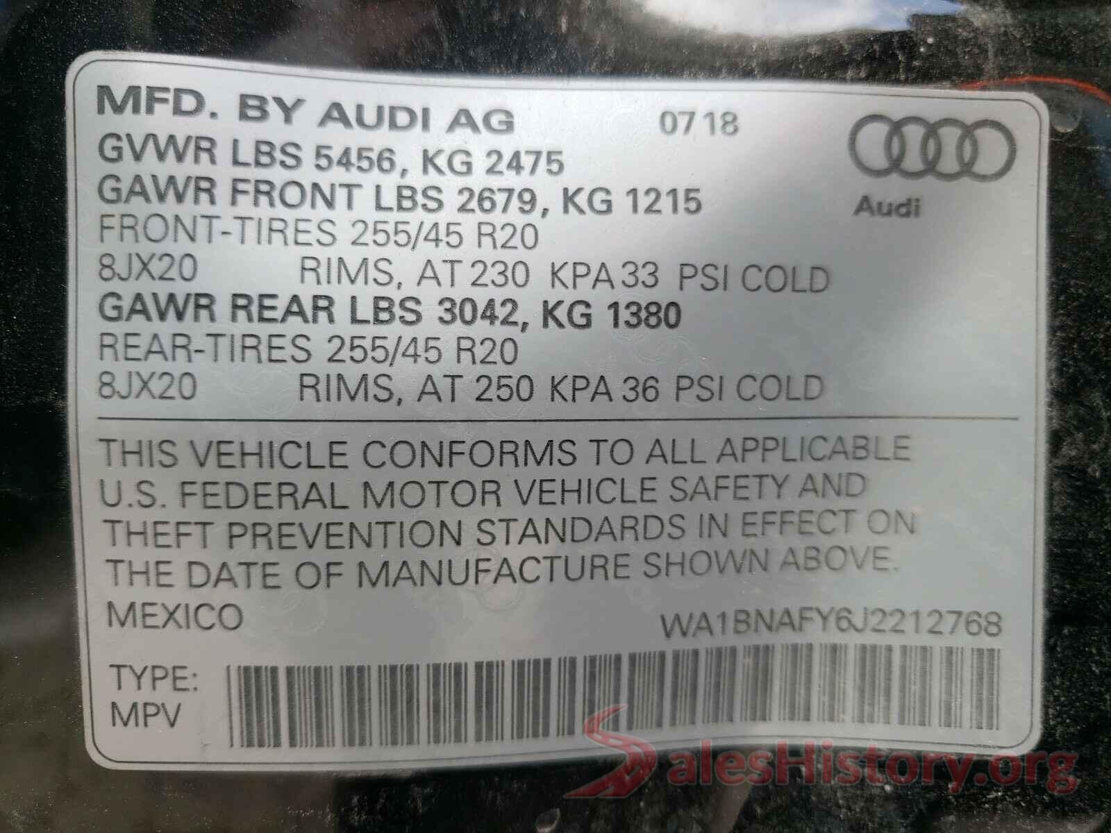 WA1BNAFY6J2212768 2018 AUDI Q5