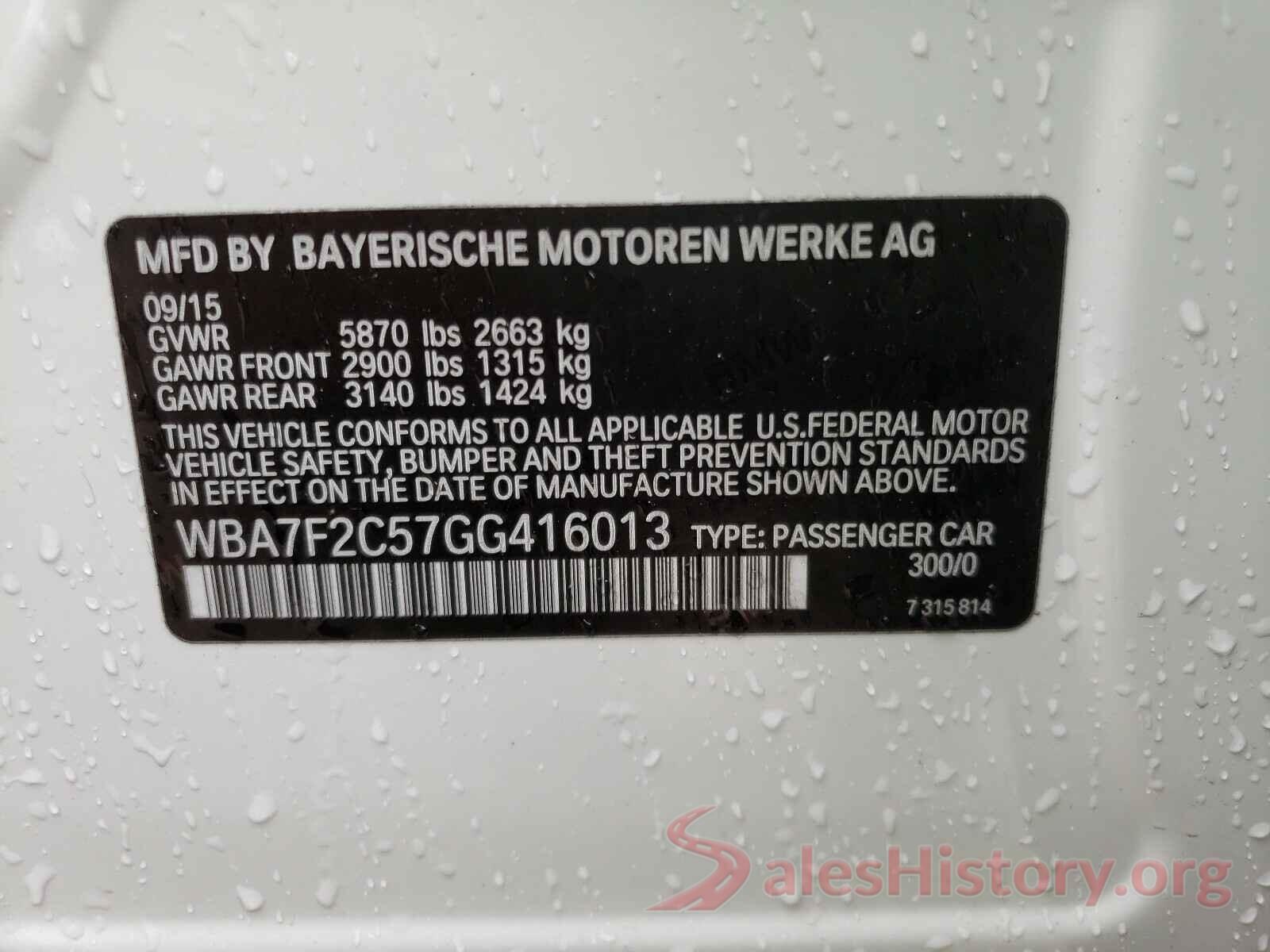 WBA7F2C57GG416013 2016 BMW 7 SERIES