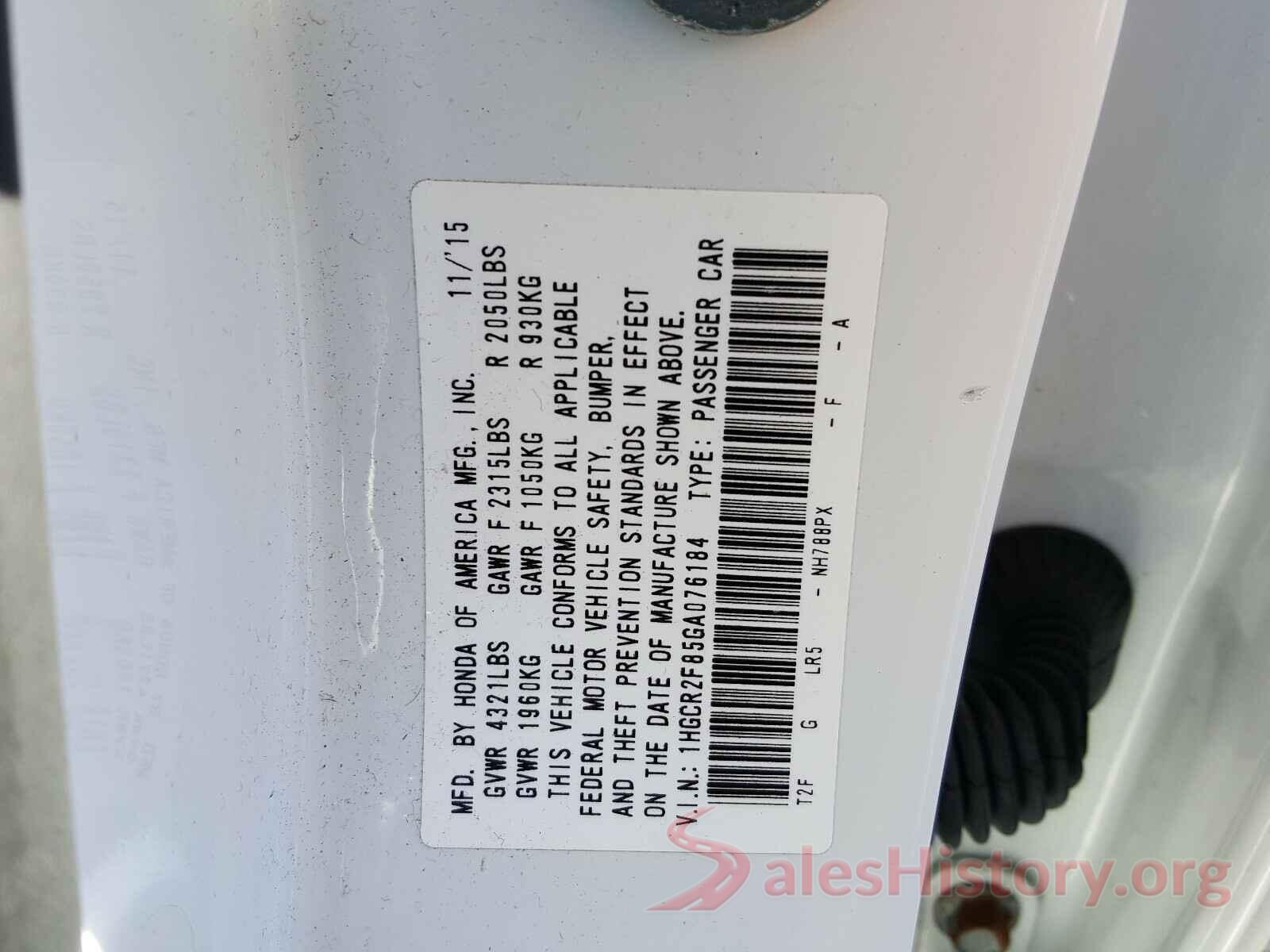 1HGCR2F85GA076184 2016 HONDA ACCORD