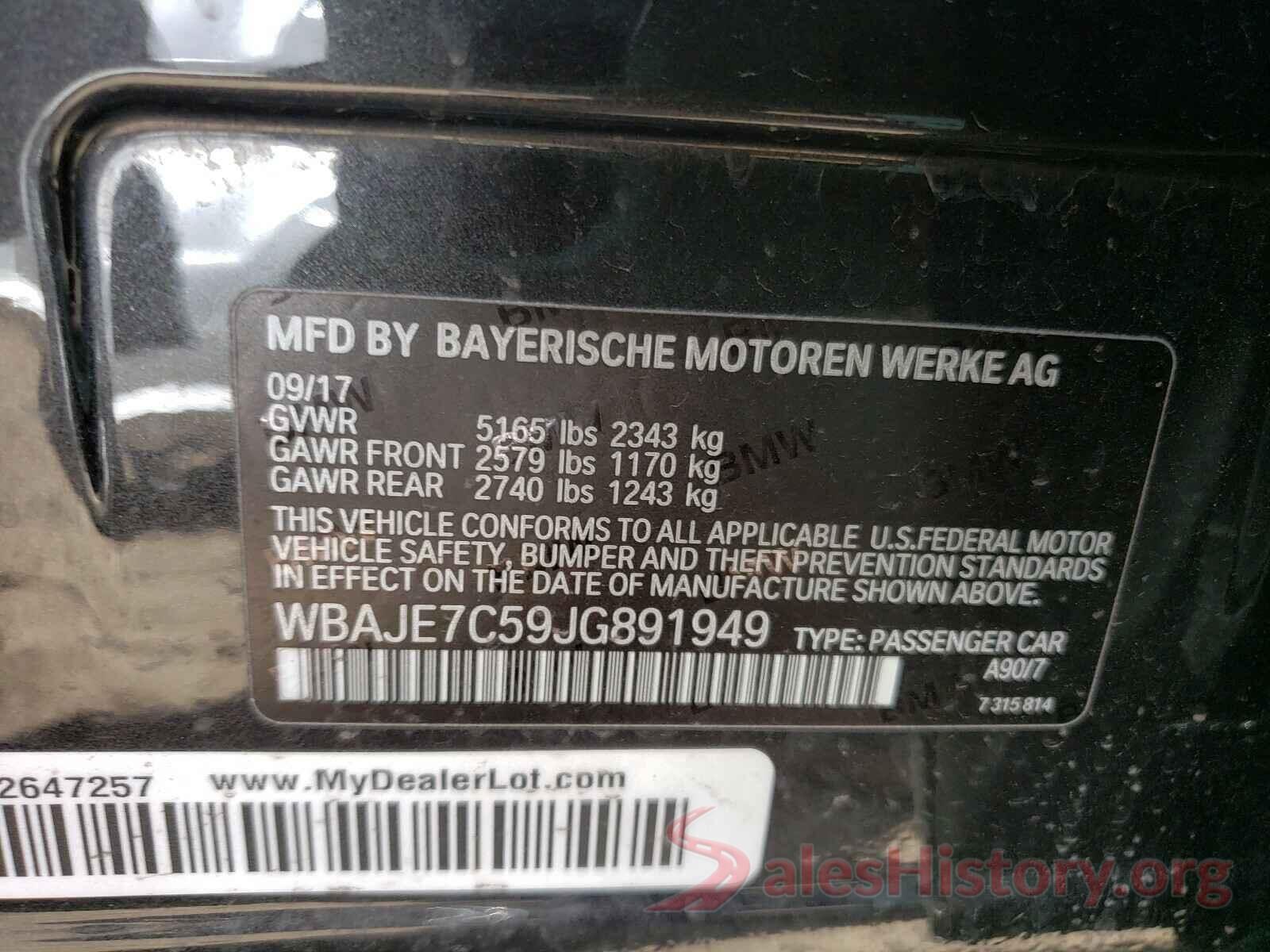 WBAJE7C59JG891949 2018 BMW 5 SERIES