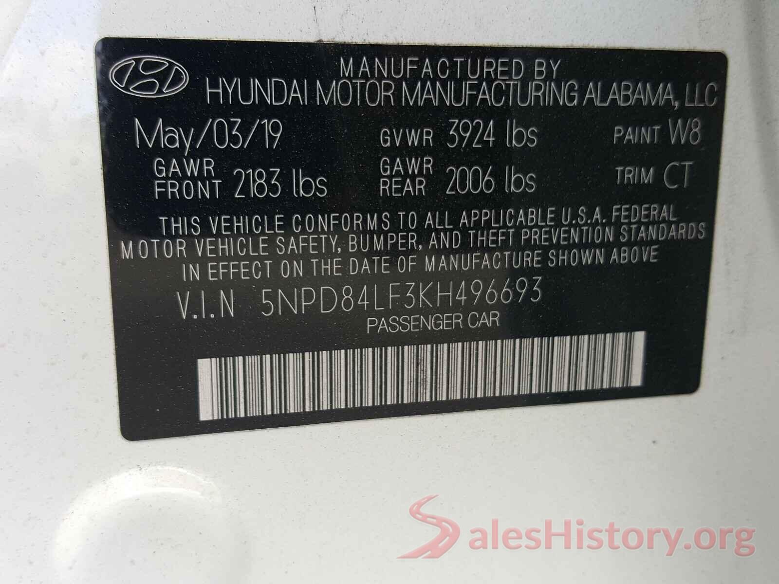 5NPD84LF3KH496693 2019 HYUNDAI ELANTRA