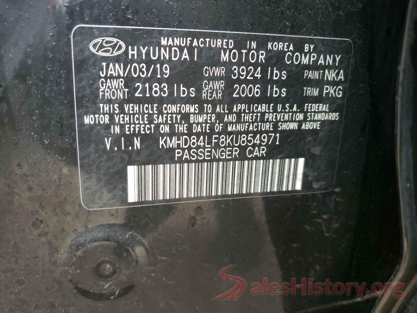 KMHD84LF8KU854971 2019 HYUNDAI ELANTRA