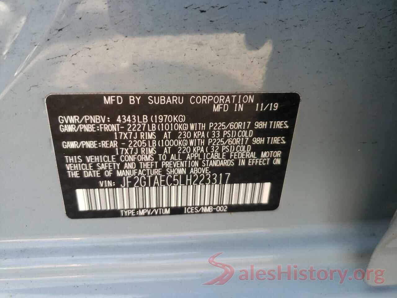 JF2GTAEC5LH223317 2020 SUBARU CROSSTREK