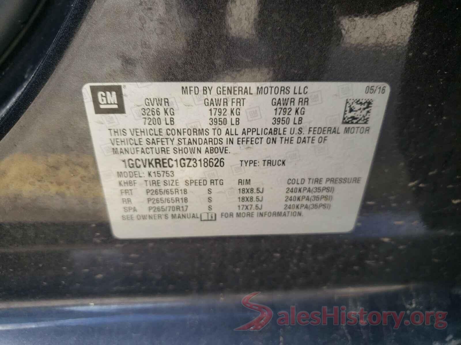 1GCVKREC1GZ318626 2016 CHEVROLET SILVERADO