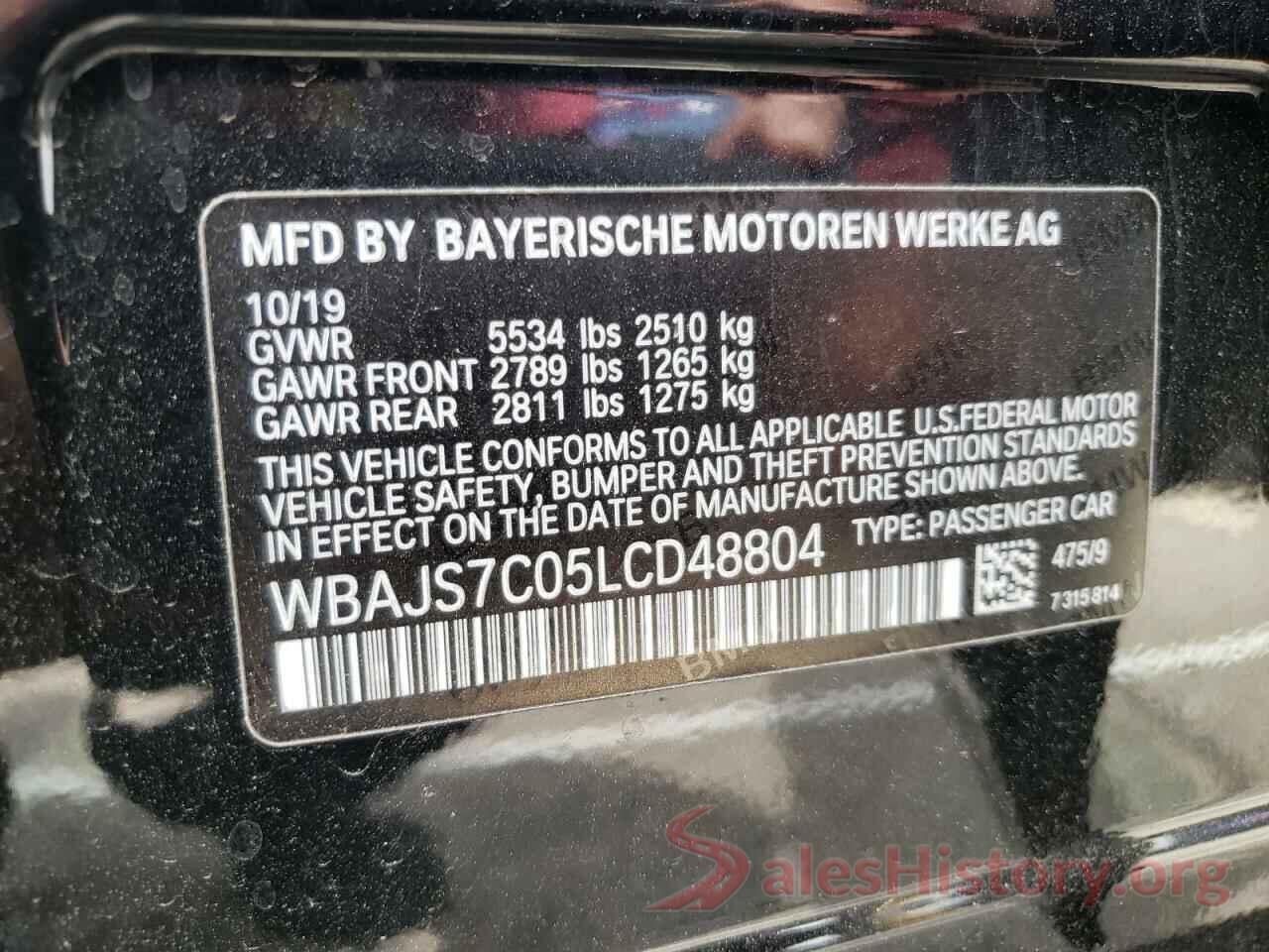 WBAJS7C05LCD48804 2020 BMW M5