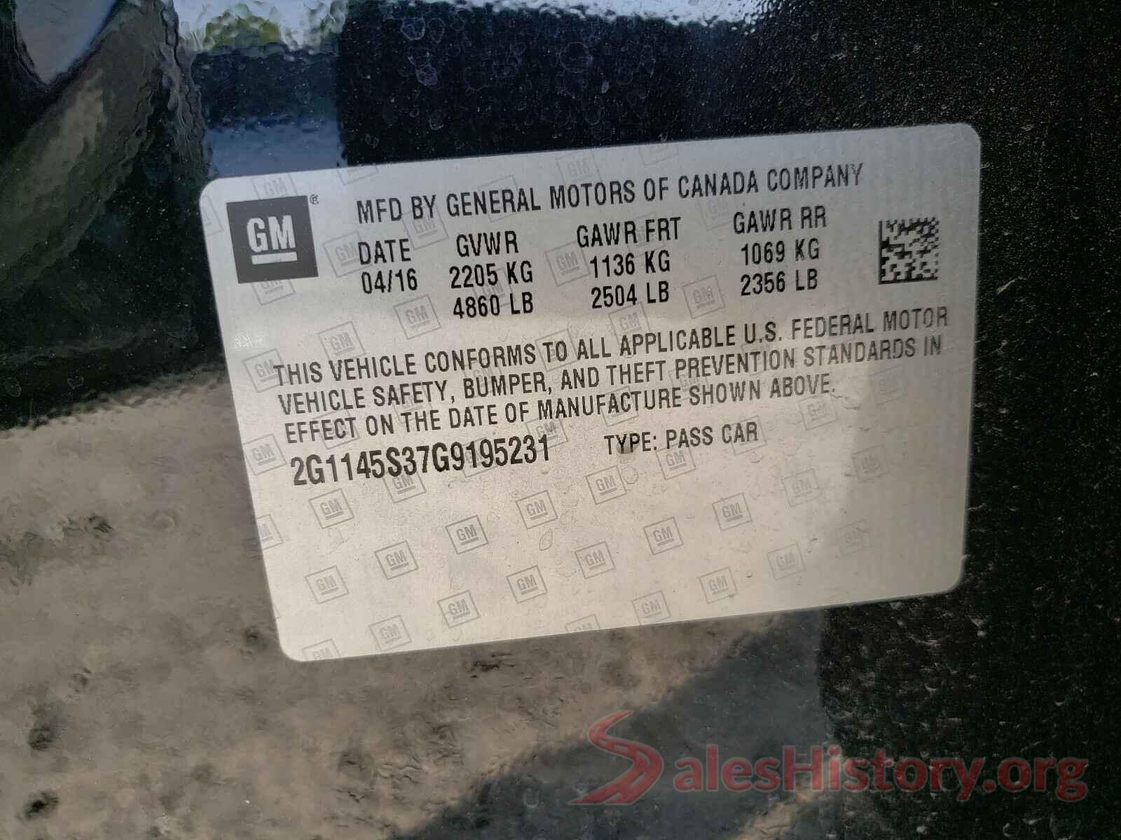 2G1145S37G9195231 2016 CHEVROLET IMPALA