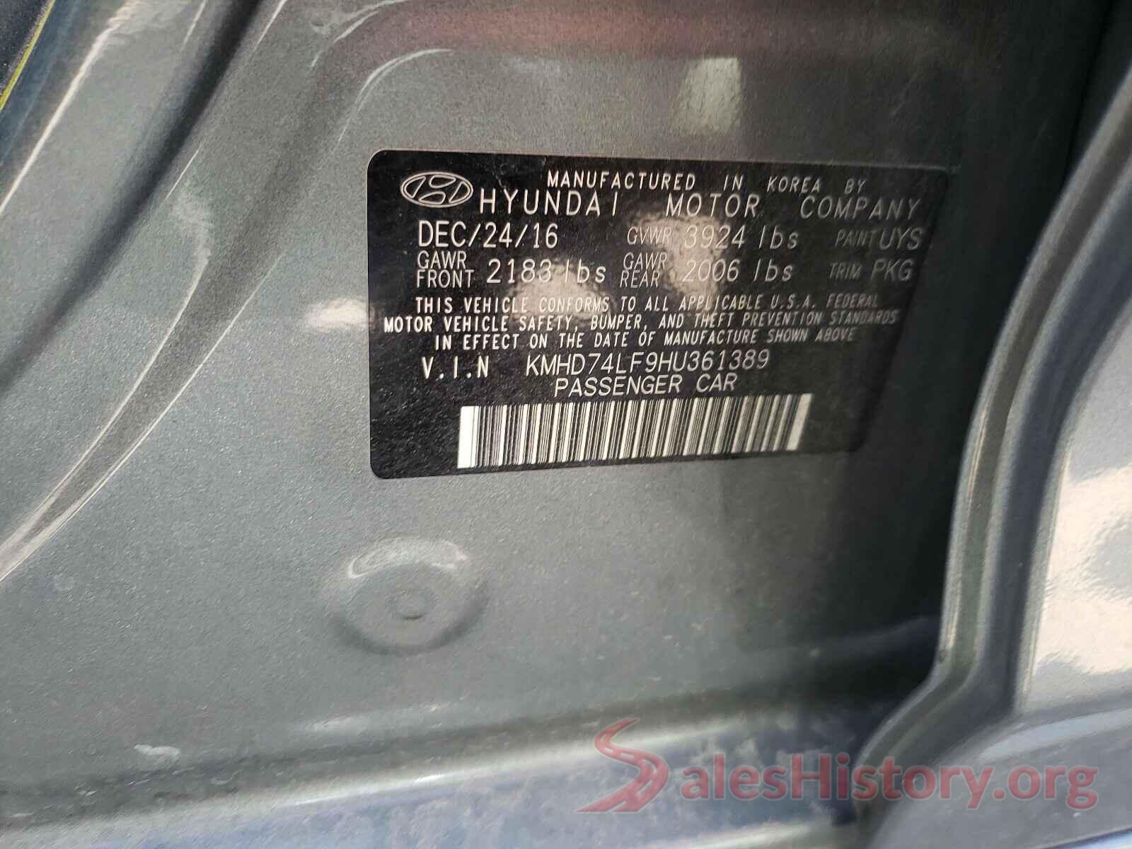 KMHD74LF9HU361389 2017 HYUNDAI ELANTRA