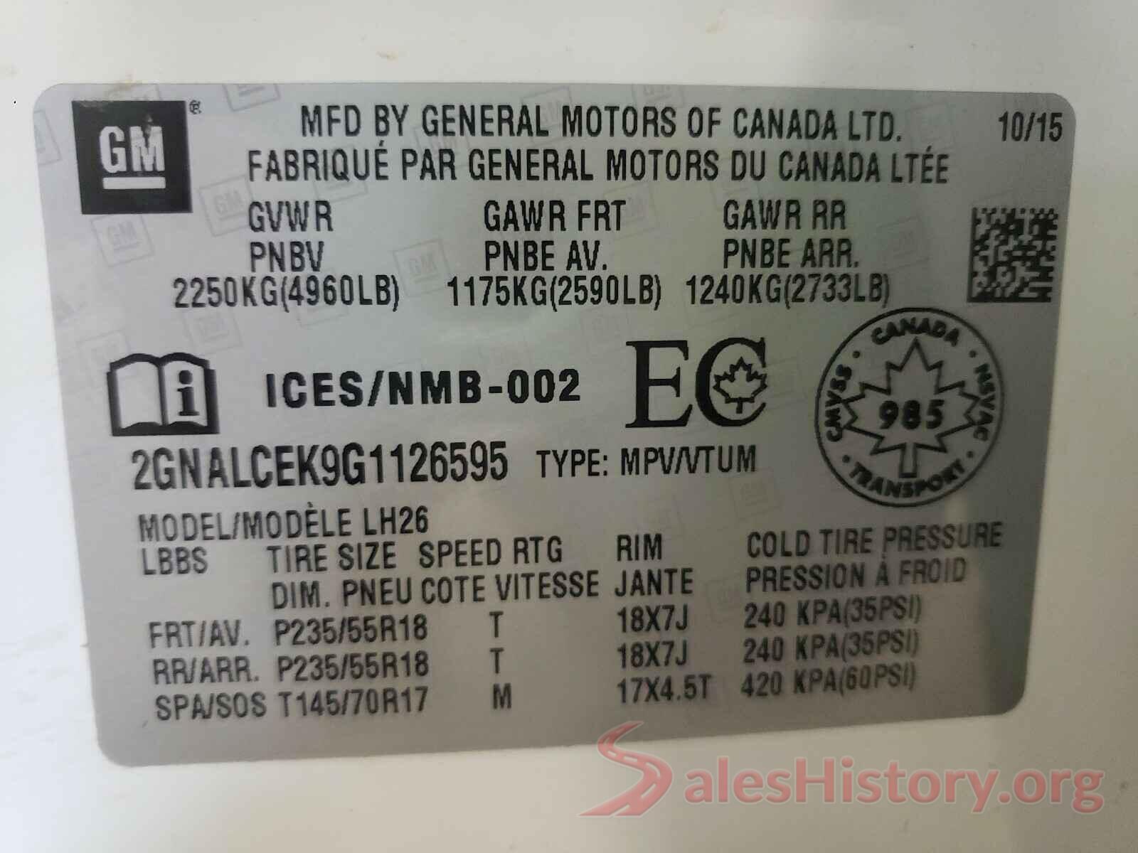 2GNALCEK9G1126595 2016 CHEVROLET EQUINOX